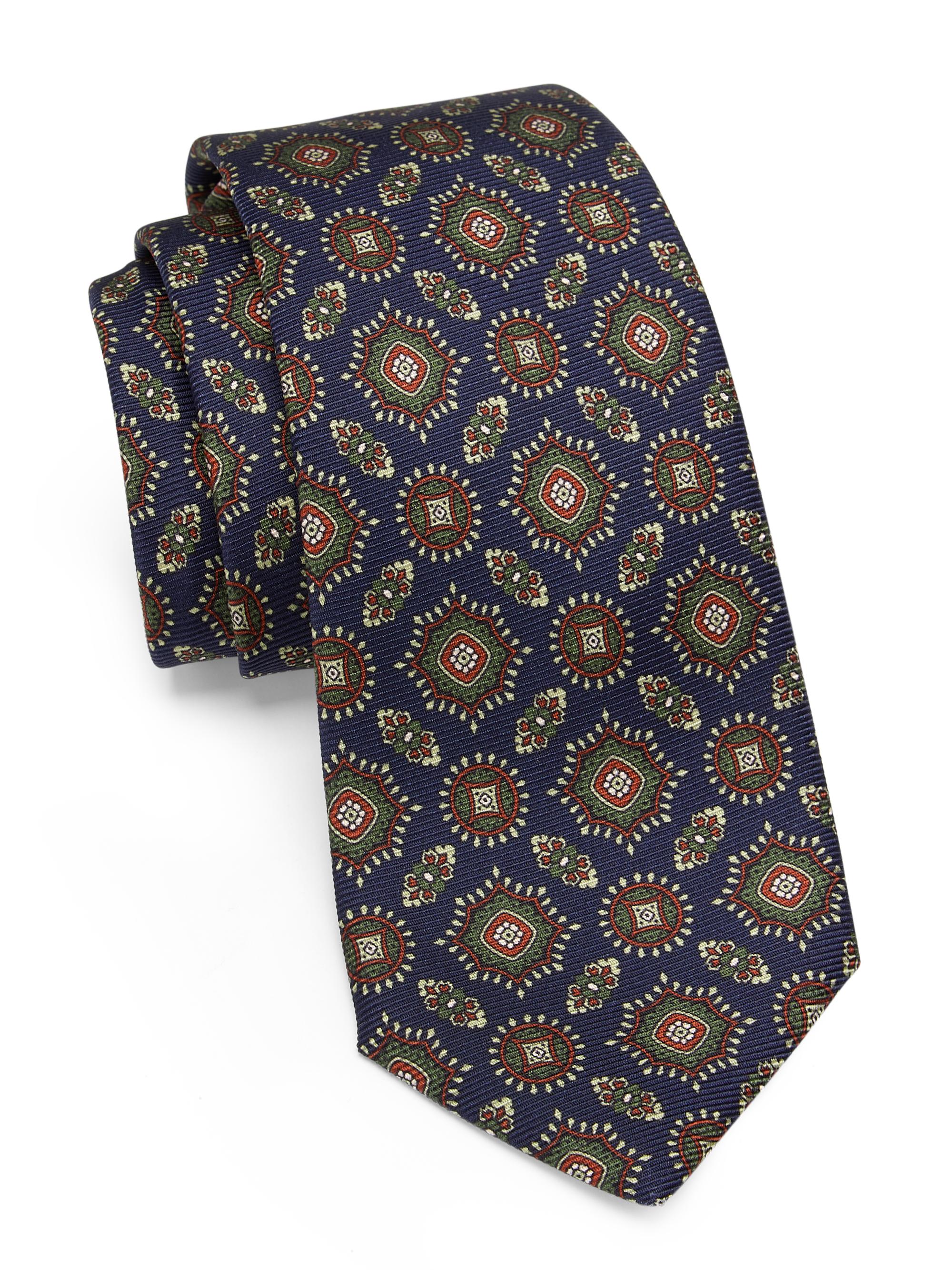Kiton Men's Abstract Silk Tie - Navy