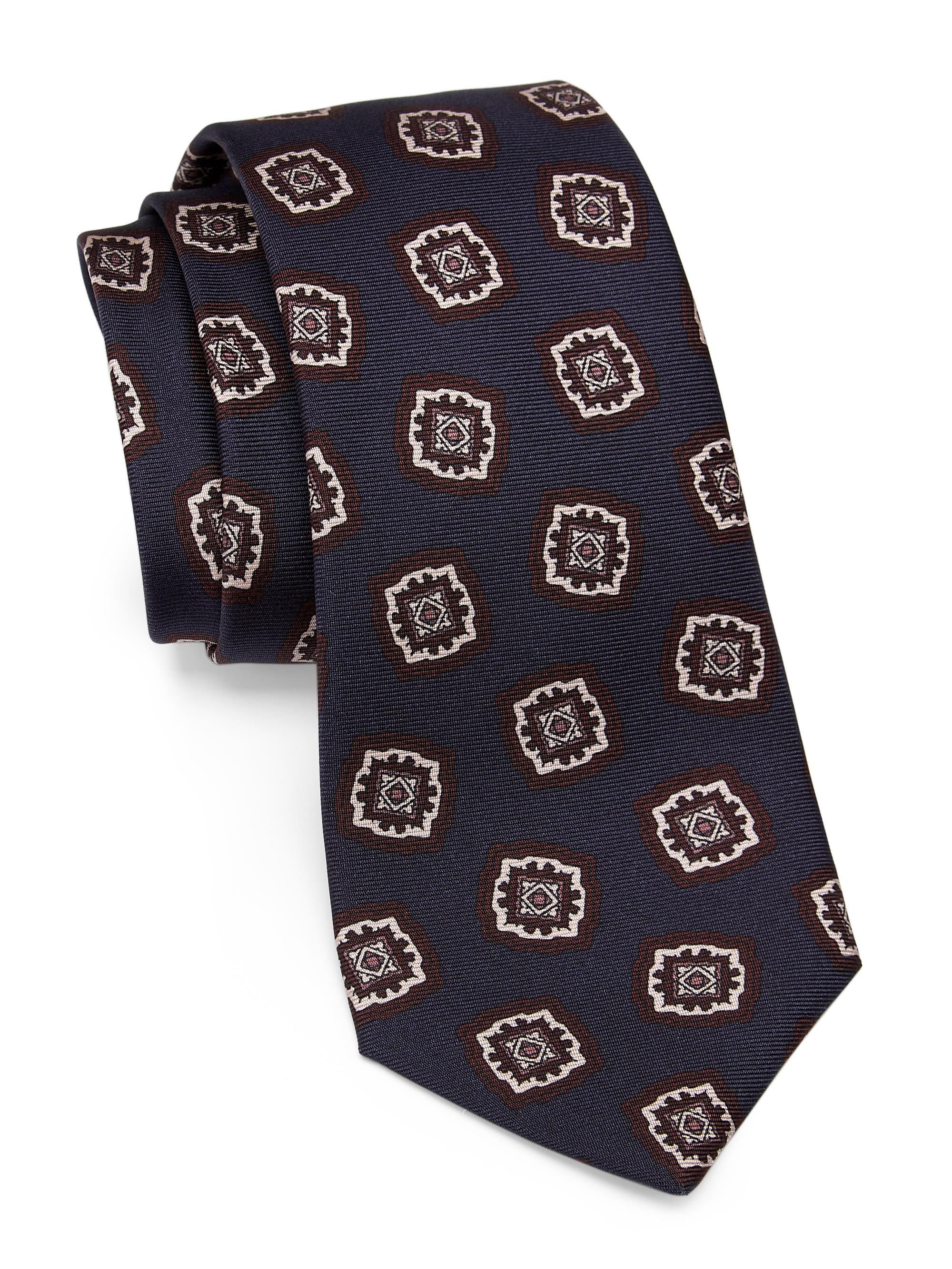 Kiton Men's Geometric Silk Tie - Navy