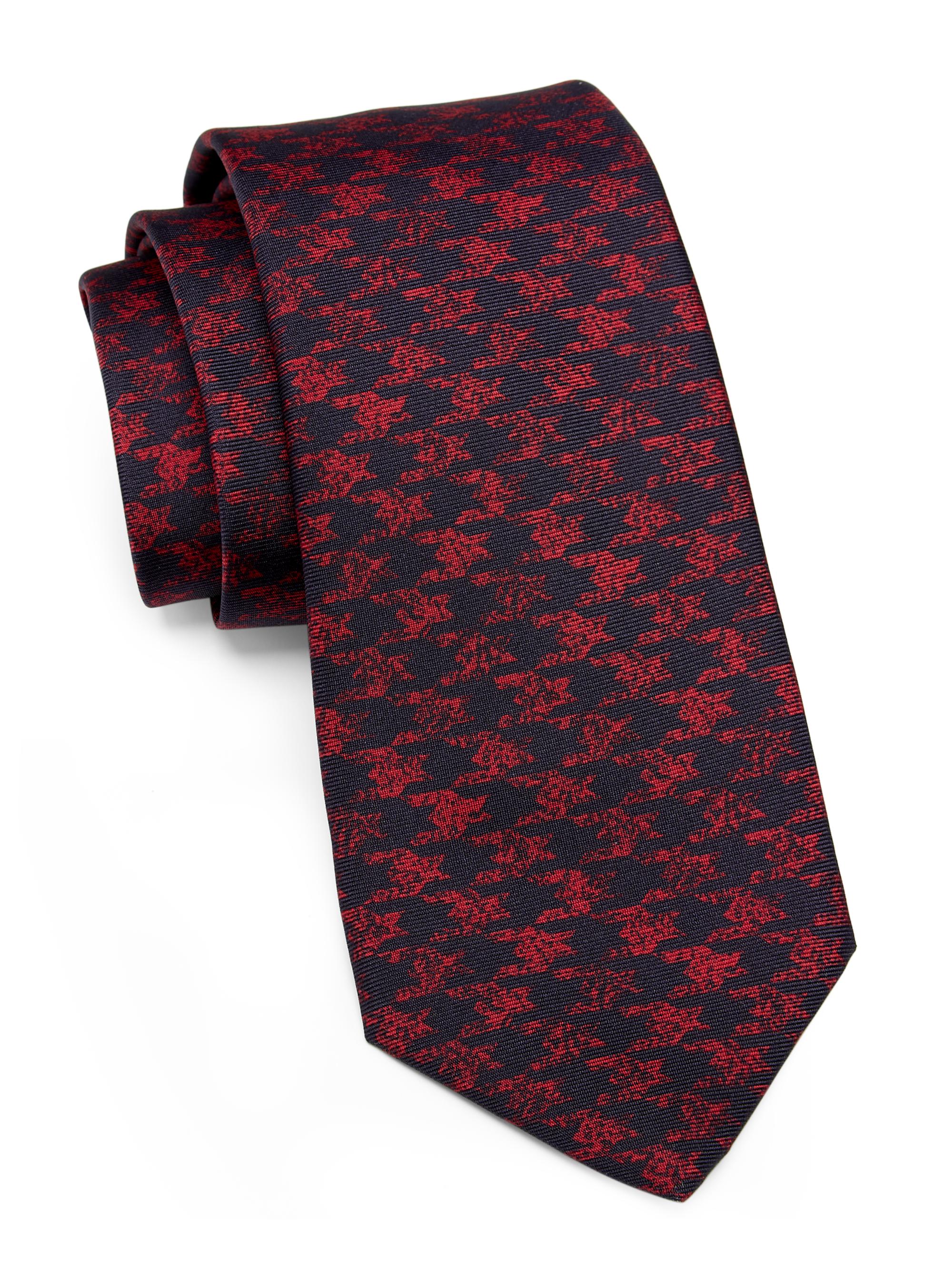 Kiton Men's Herringbone Silk Tie - Red