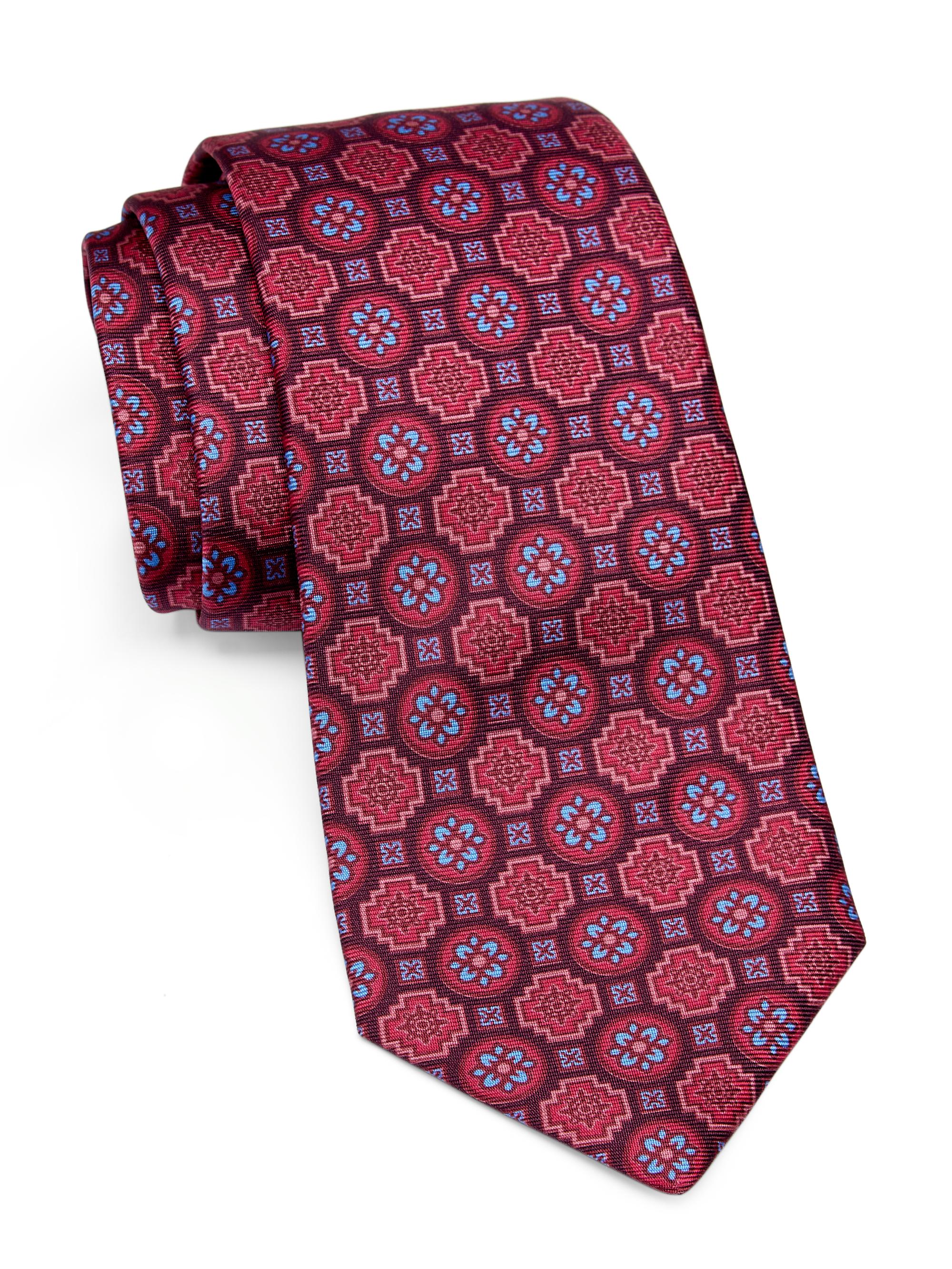 Kiton Men's Geometric Silk Tie - Pink