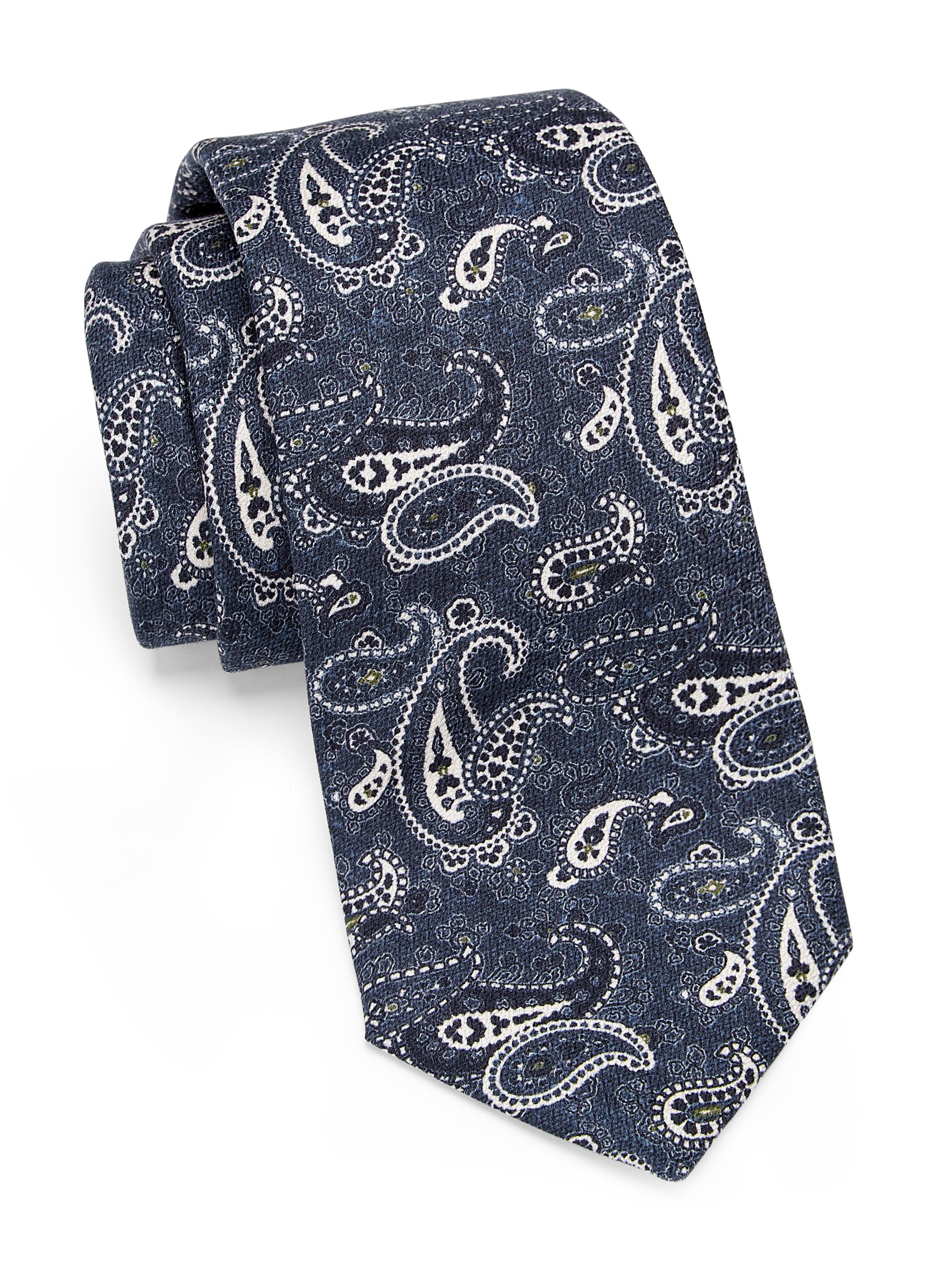 Kiton Men's Paisley Silk Tie - Blue