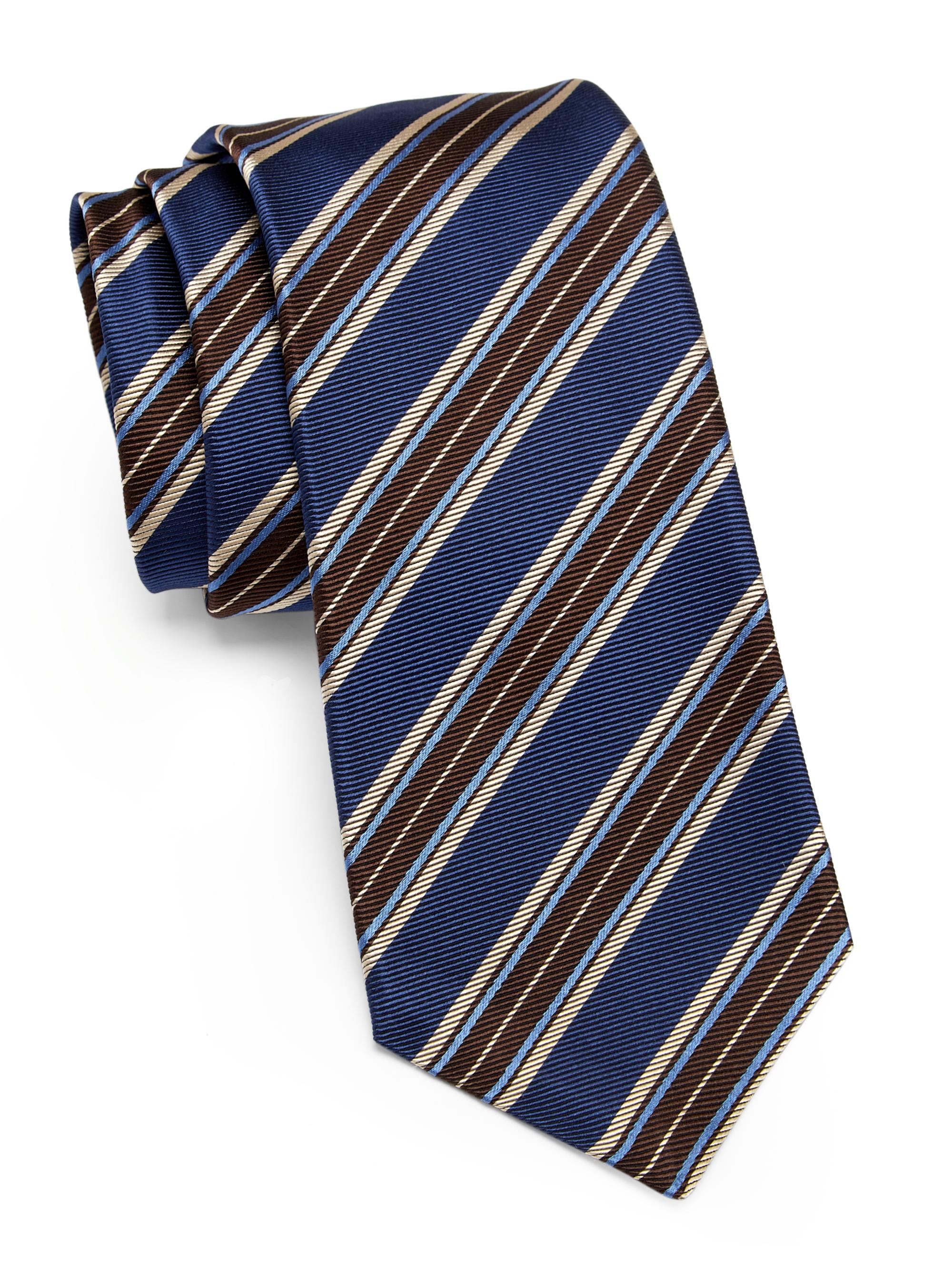 Kiton Men's Striped Silk Tie - Navy Stripe