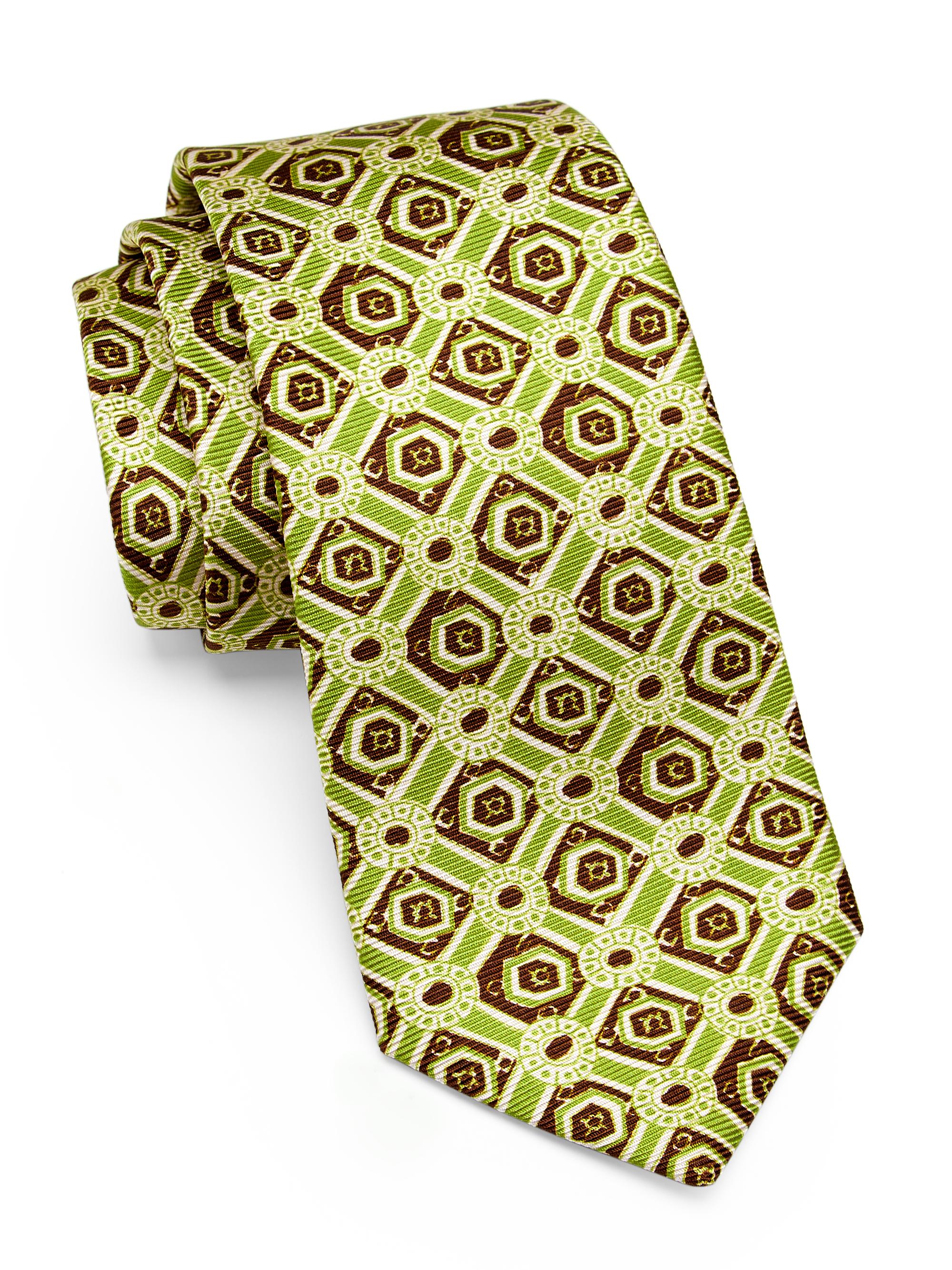 Kiton Men's Geometric Silk Tie - Green