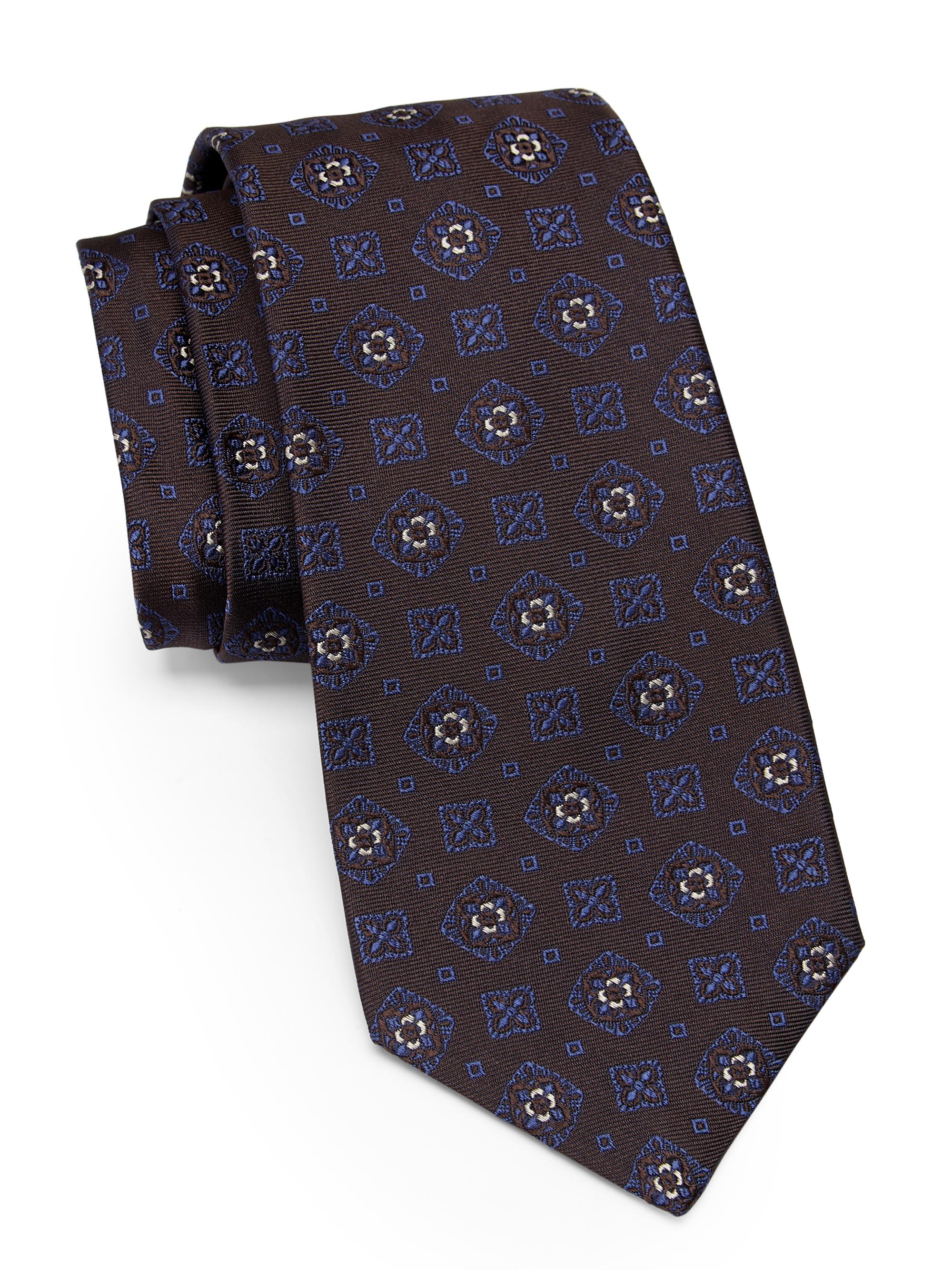 Kiton Men's Geometric Jacquard Silk Tie - Darkred Navy
