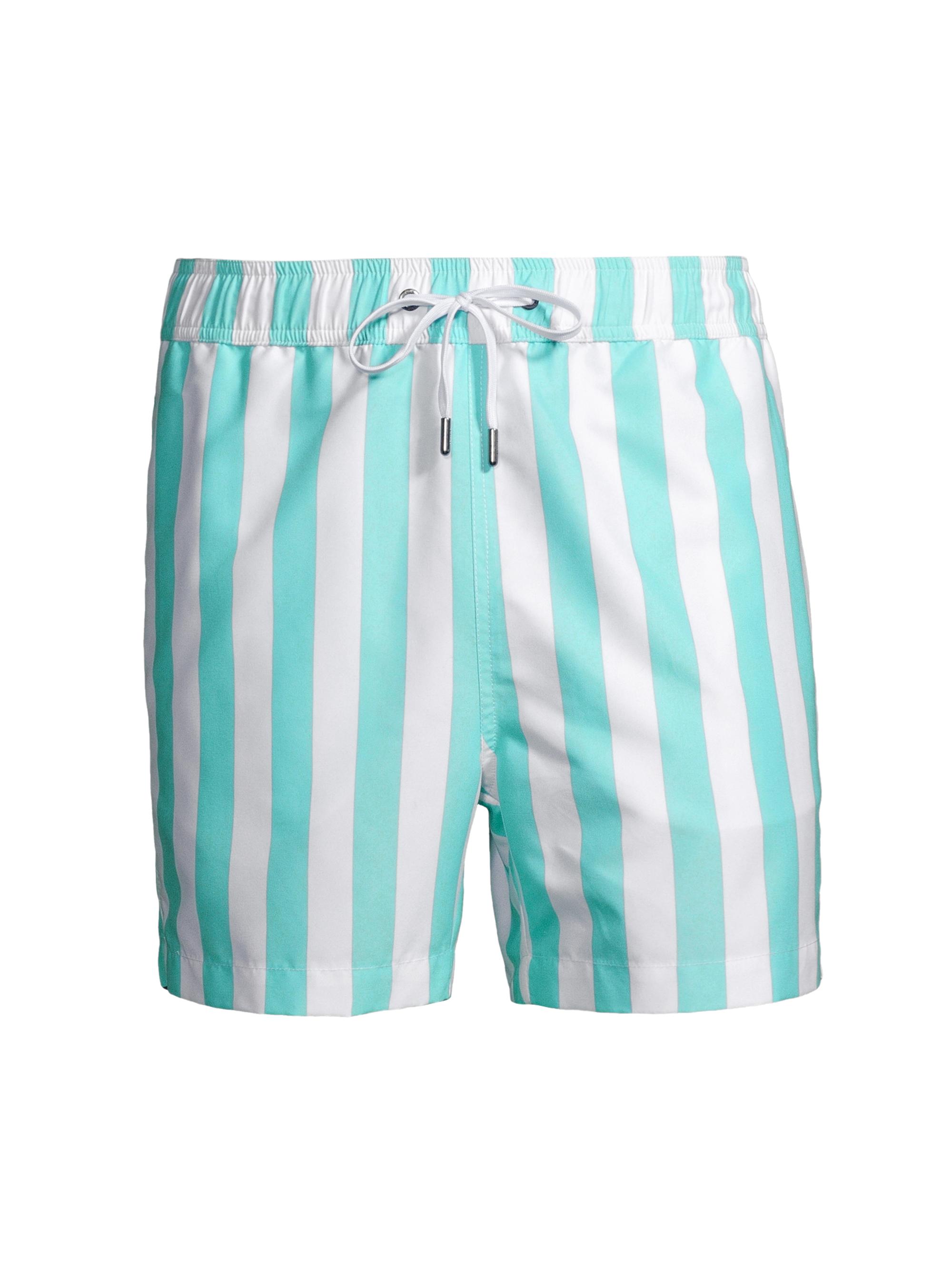 Onia Men's Charles Stripes Swim Shorts - Teal White