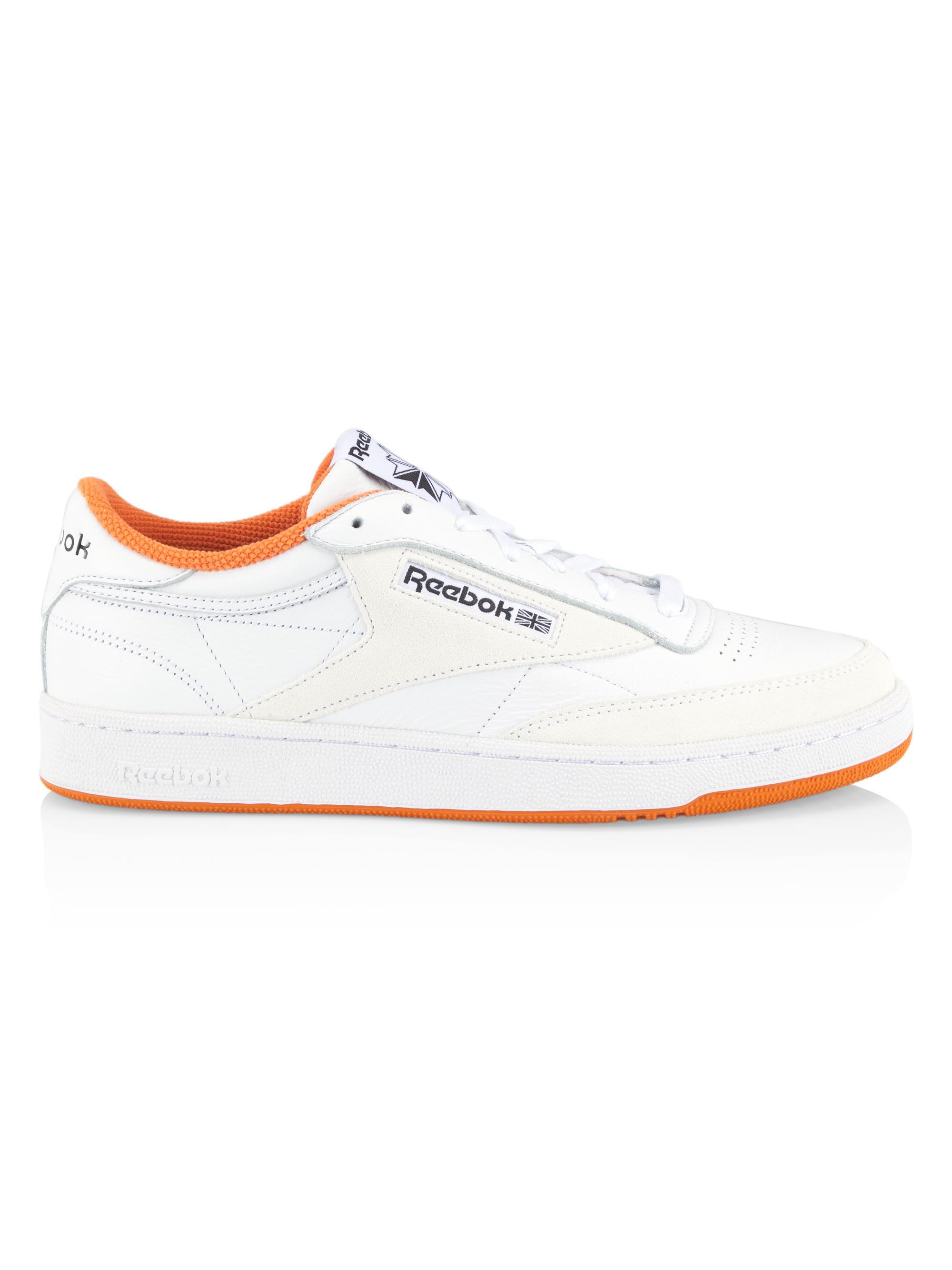 Reebok Women's Club C 5 Leather Low-Top Sneakers - White Orange