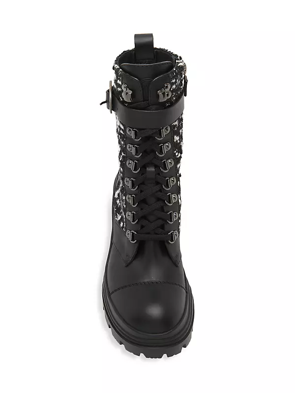 Shop Moncler Envile Leather & Tweed Buckle Ankle Boots | Saks