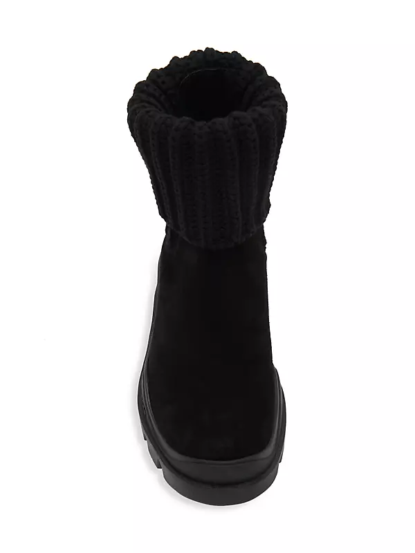 Shop Moncler Larue Suede & Knit Ankle Boots | Saks Fifth Avenue