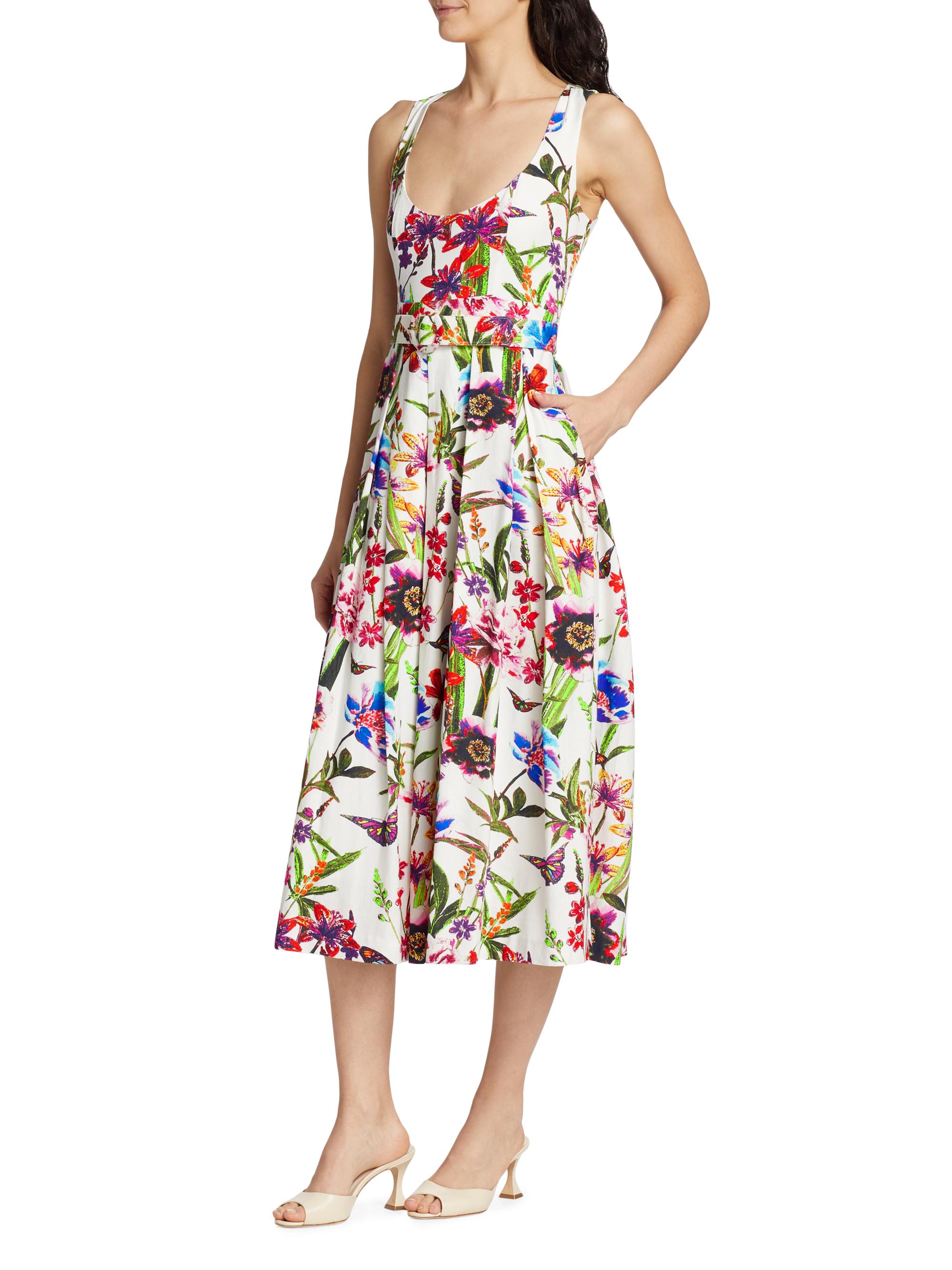 chinese dress ladies Cotton & Linen Blend V-Neck Belted Midi Dress main image 1