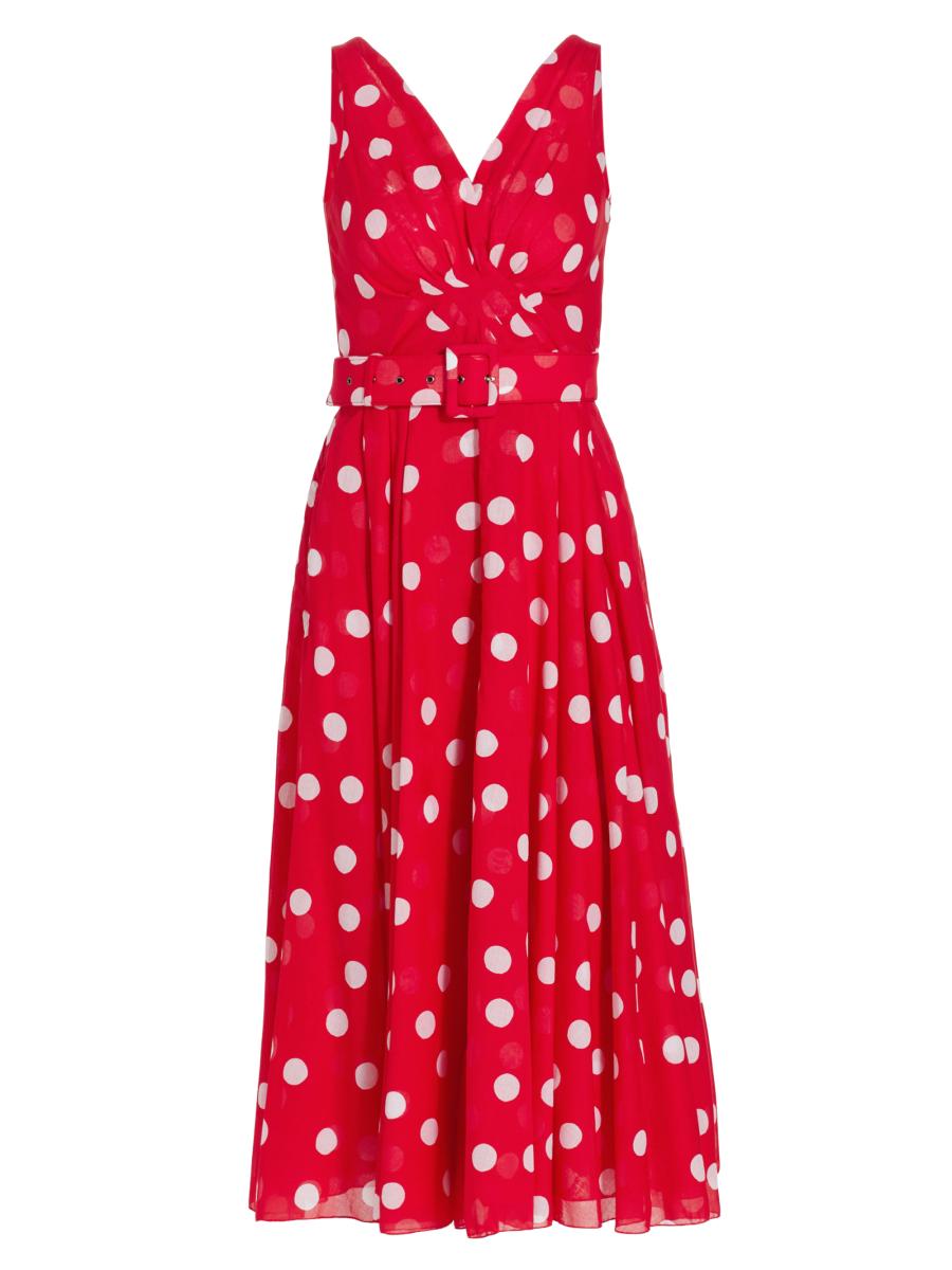 Samantha Sung Vivien Belted Polka Dot Midi-Dress | Saks