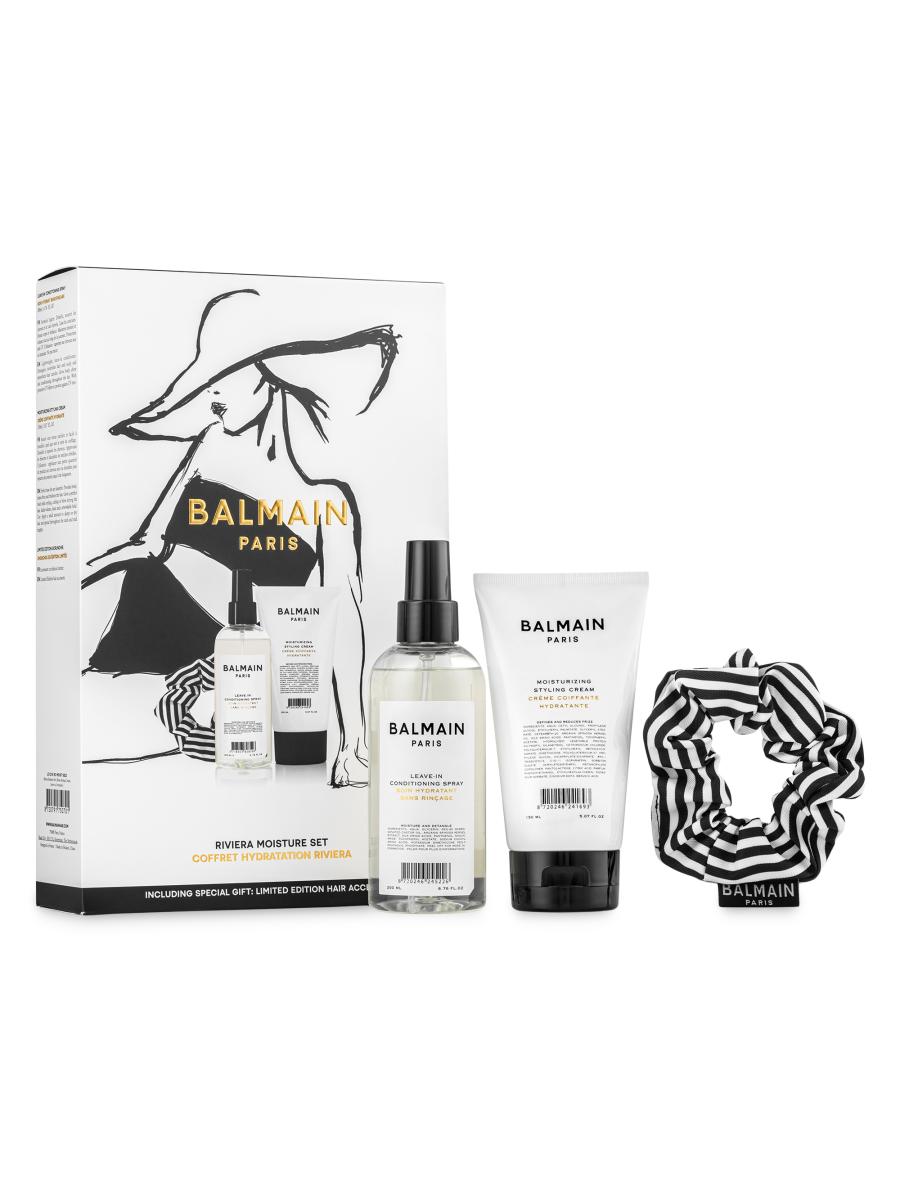 Balmain Women's Riviera Moisture 3-piece Styling Cream, Leave-in Spray, & Scrunchie Set In White