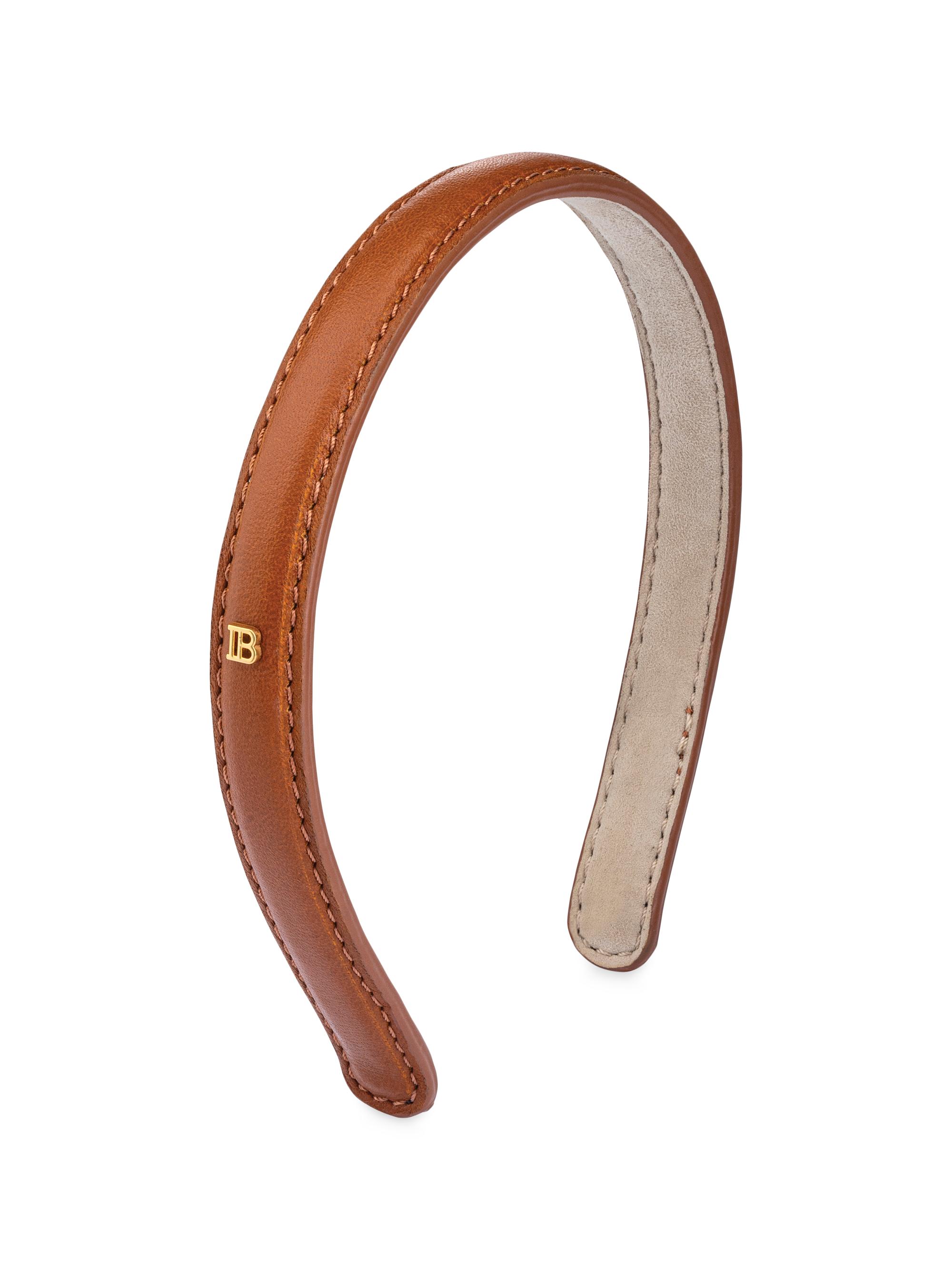 Balmain Hair Women's Riviera B Logo Leather Headband - Cognac