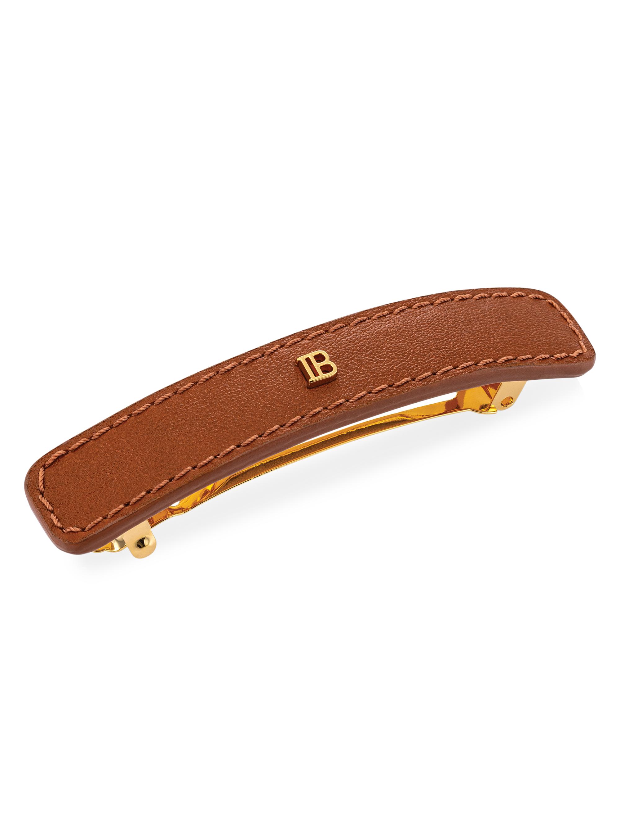 Balmain Hair Women's Riviera  Leather Barrette - Cognac