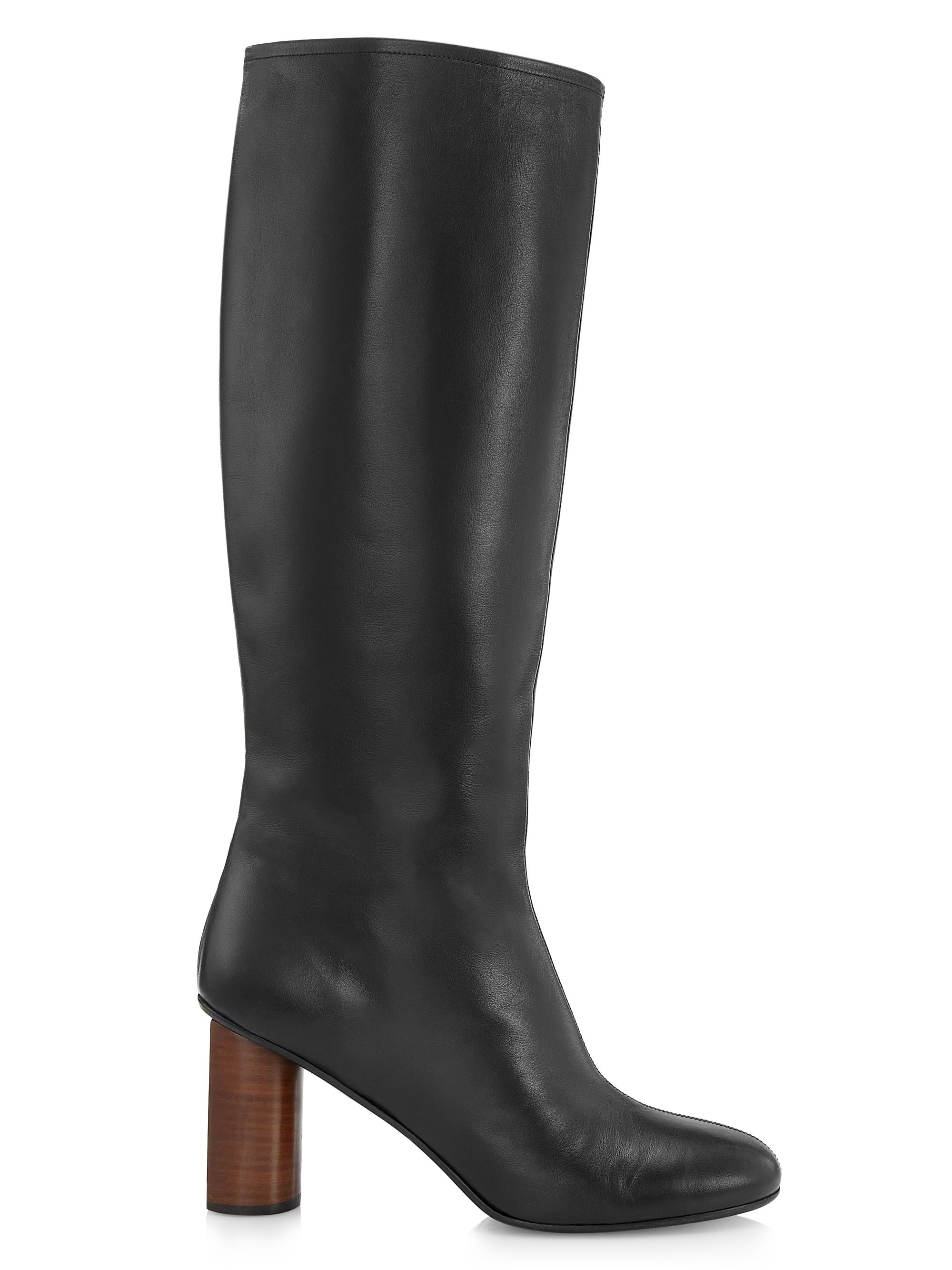 Co Women's -Front 80MM Leather Tall Boots - Black