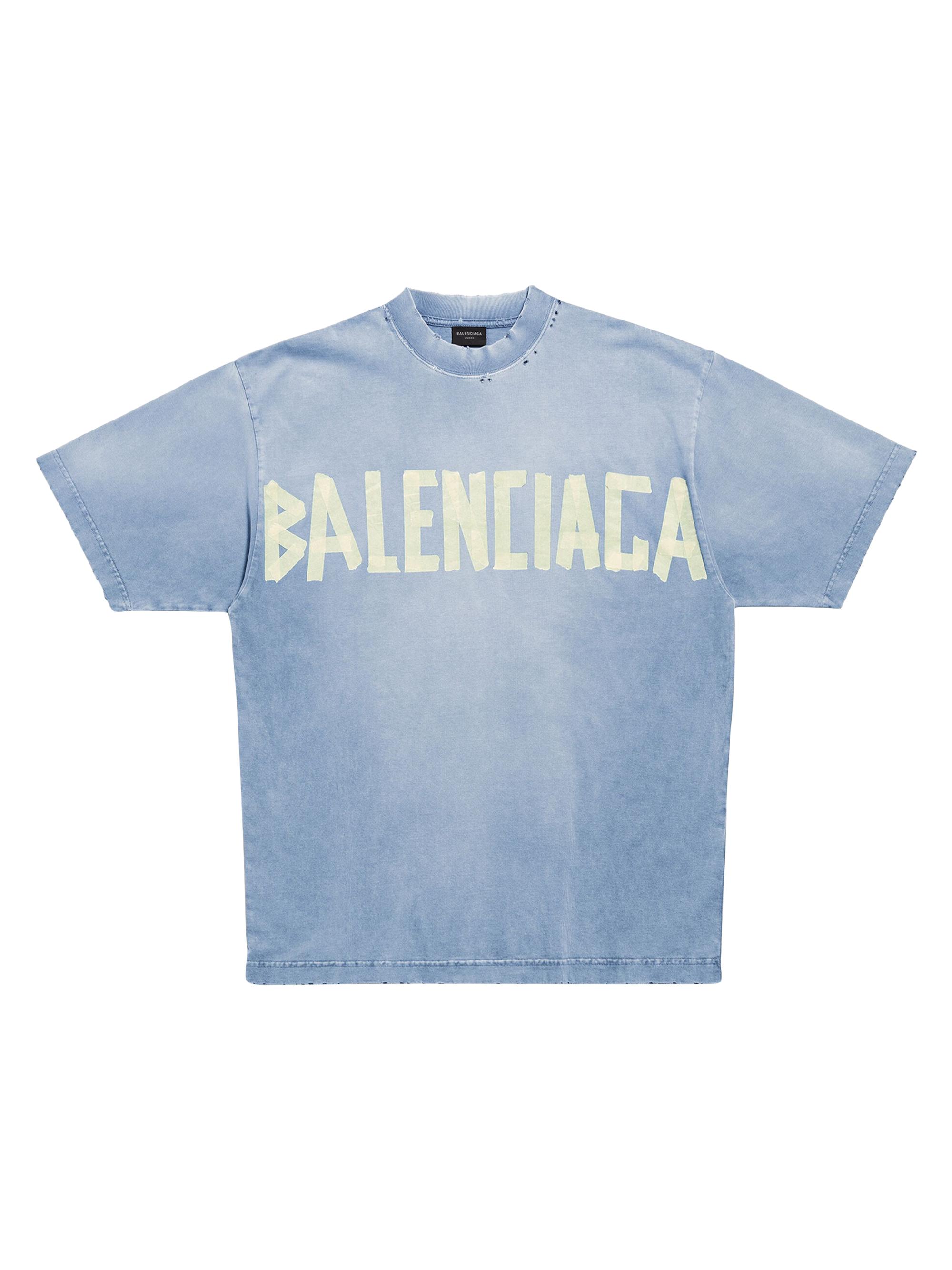 Balenciaga Women's Tape Type T-Shirt Medium Fit - Faded Blue