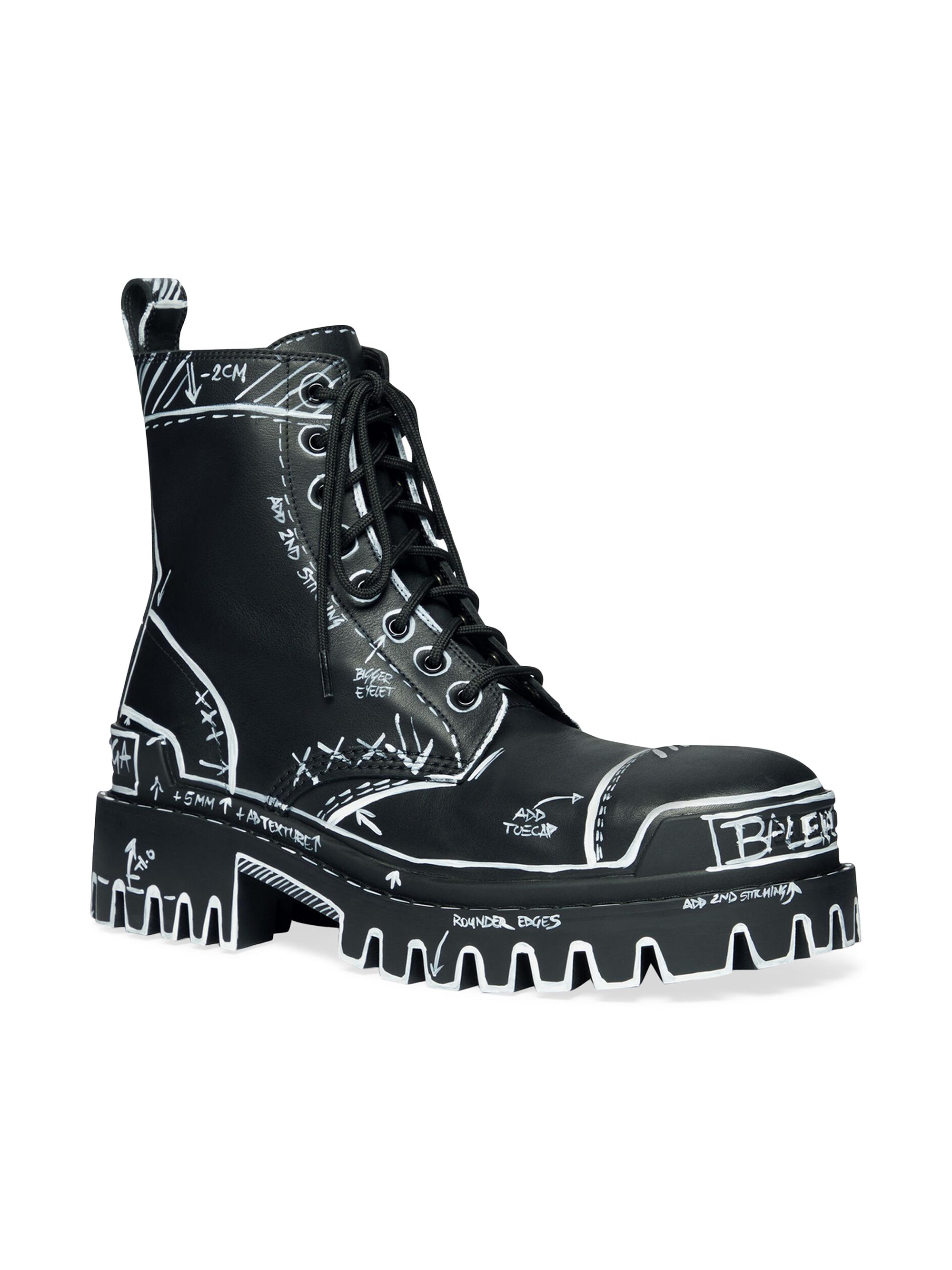 Balenciaga Strike 20mm Lace-Up Boots Sketch | Saks Fifth Avenue