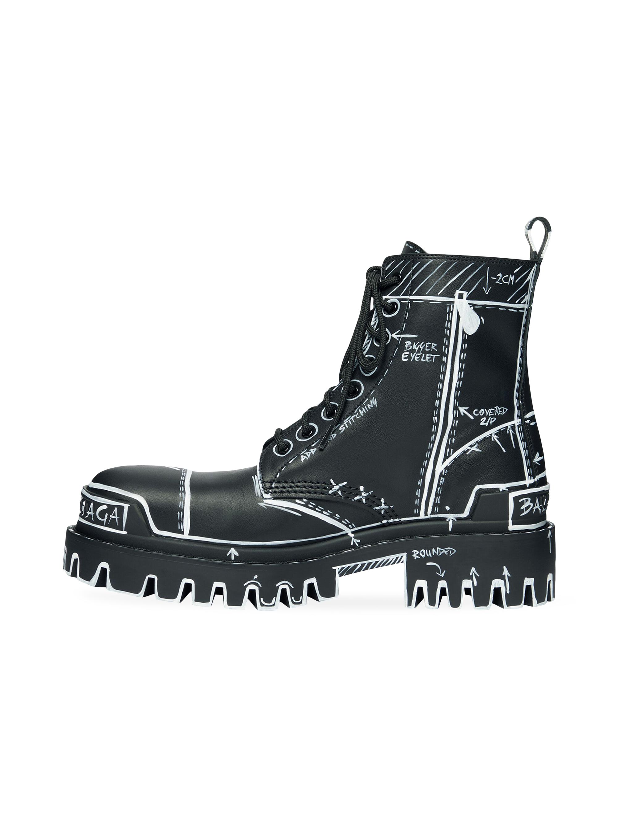 Balenciaga Strike 20mm Lace-Up Boots Sketch | Saks Fifth Avenue