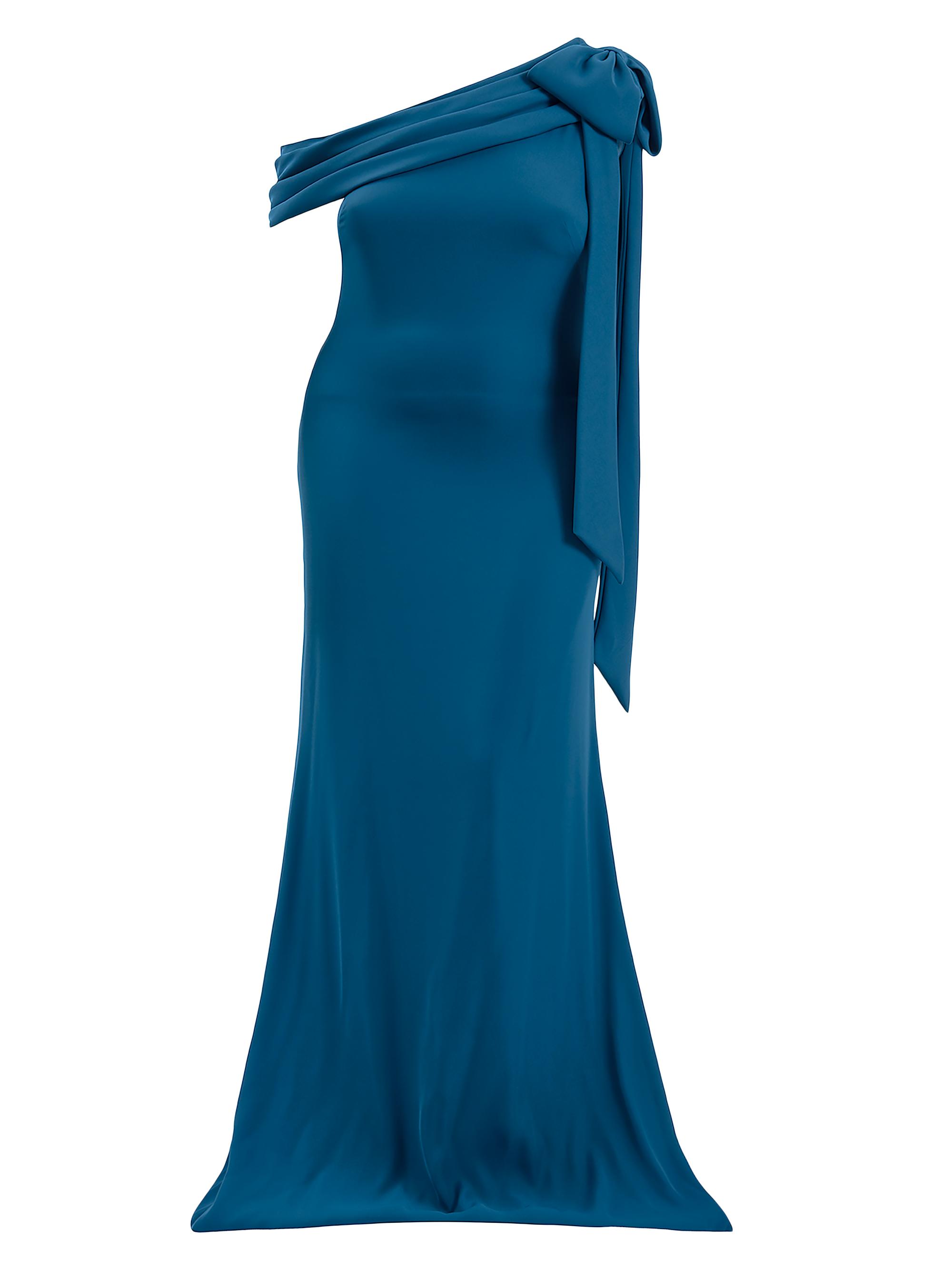 Tadashi Shoji Women's Plus One-Shoulder Crepe Sheath Gown - Royal Blue