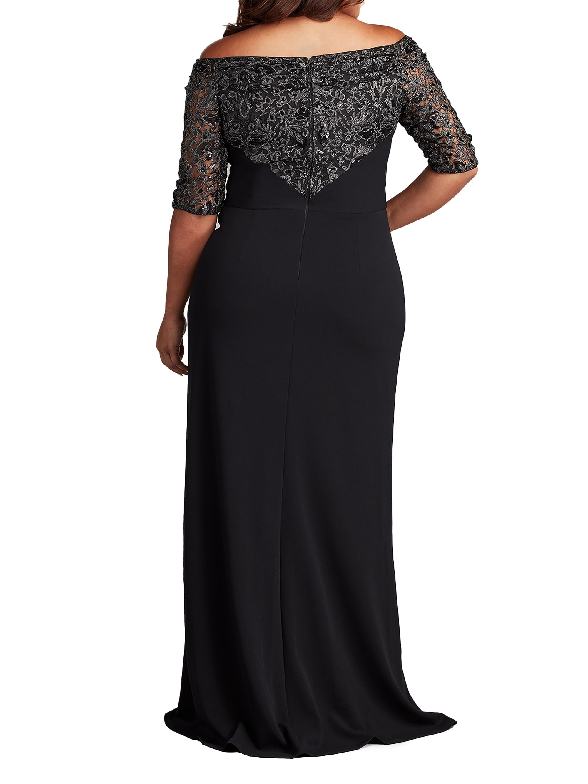Tadashi Shoji Plus Lace & Crepe Off-The-Shoulder Gown | Saks Fifth