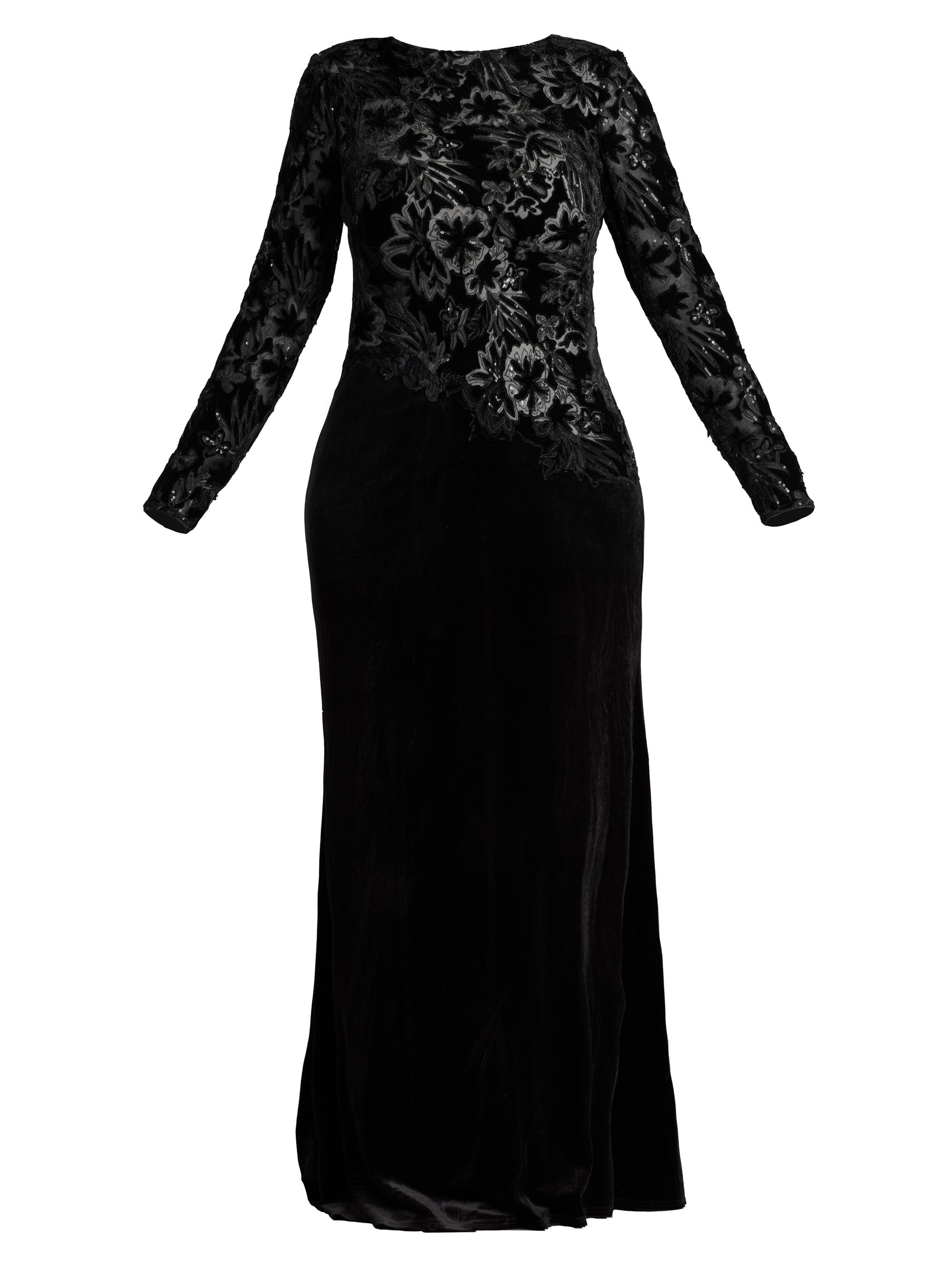 Tadashi Shoji Women's Plus Lace & Velvet Gown - Black Beige