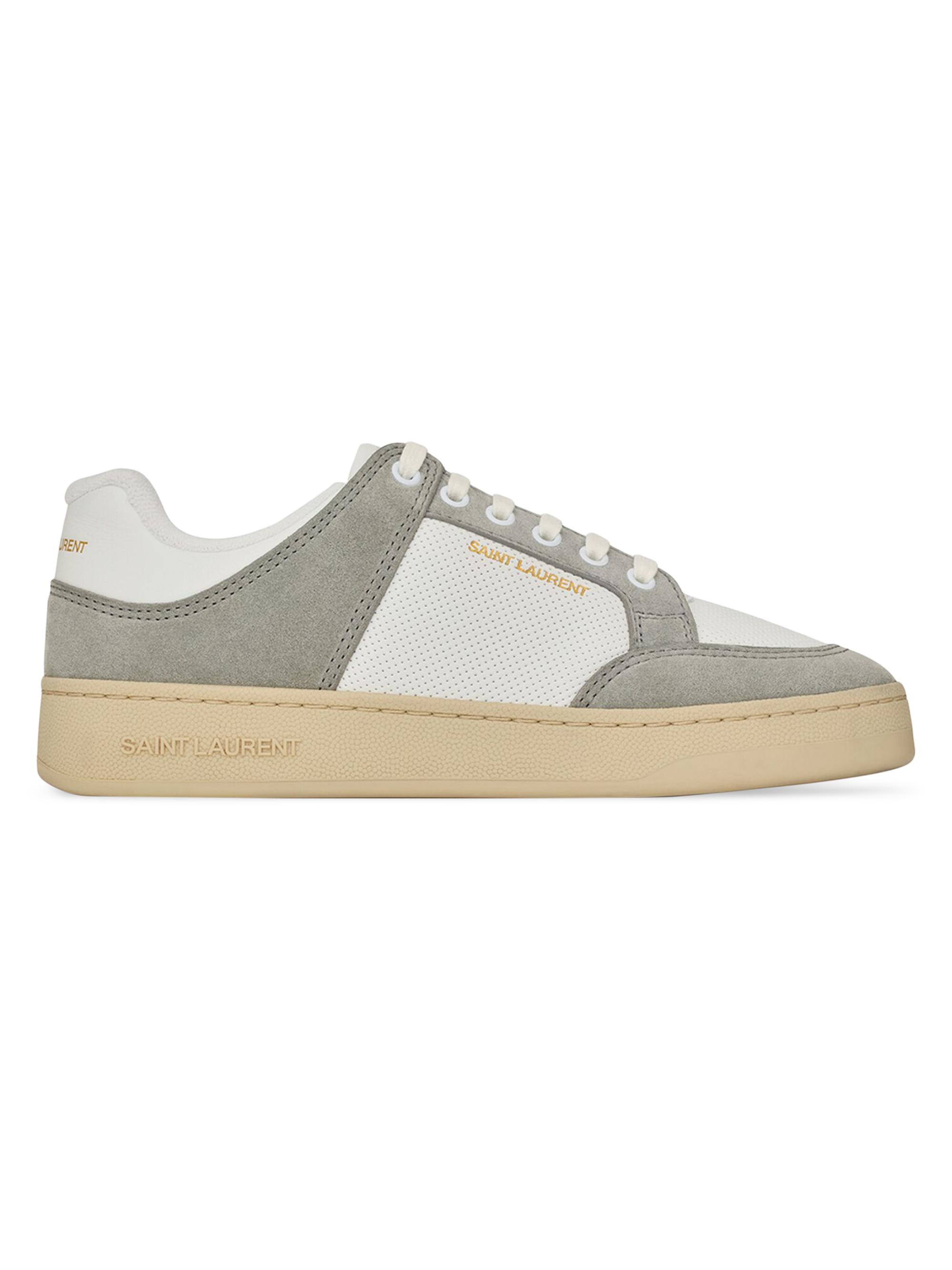 Saint Laurent Men's SL/61 Sneakers in Leather and Suede - Blanc Optique Paris Roof