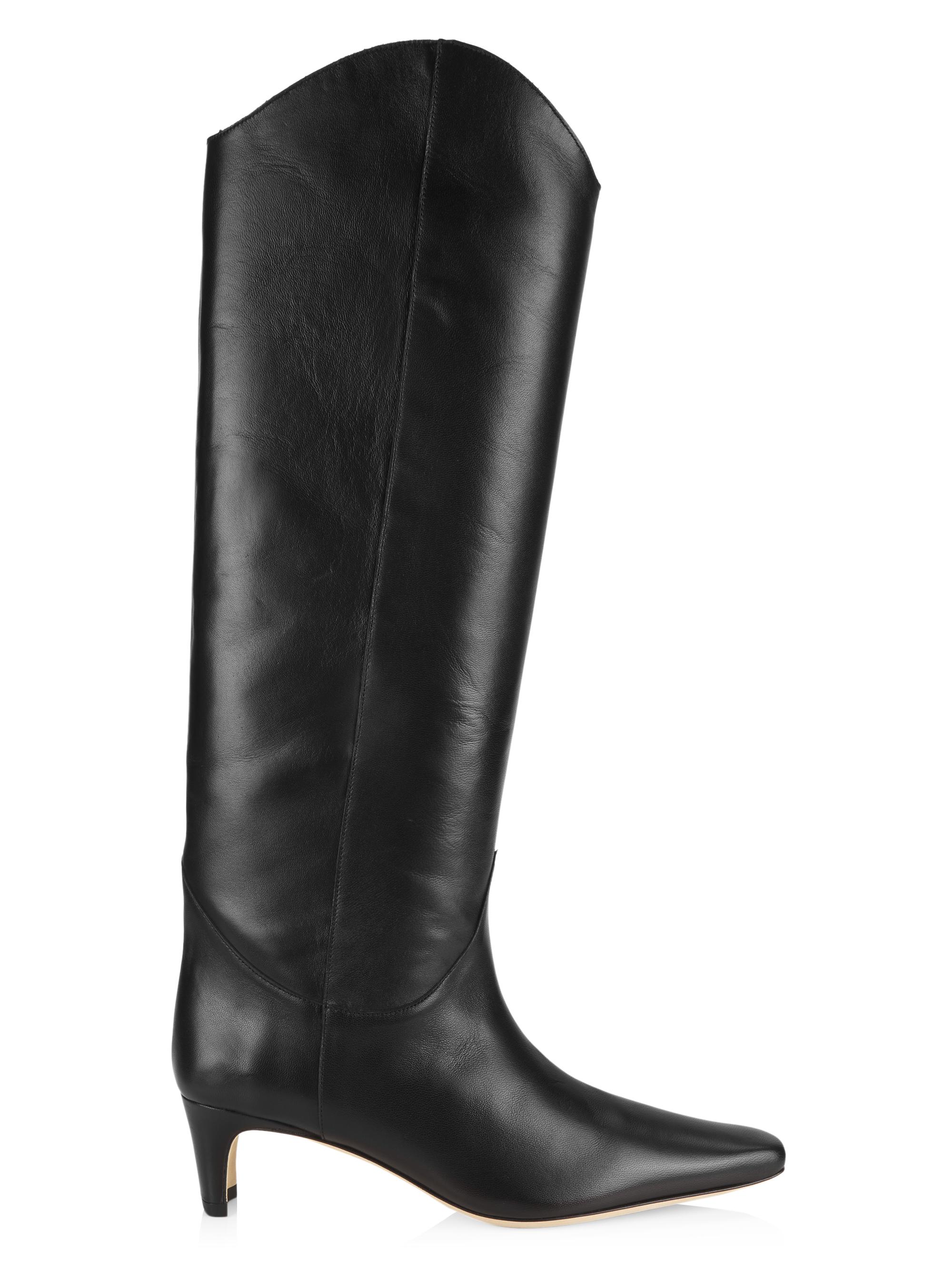 Staud Women's Western Wally 50MM Leather Knee-High Boots - Black