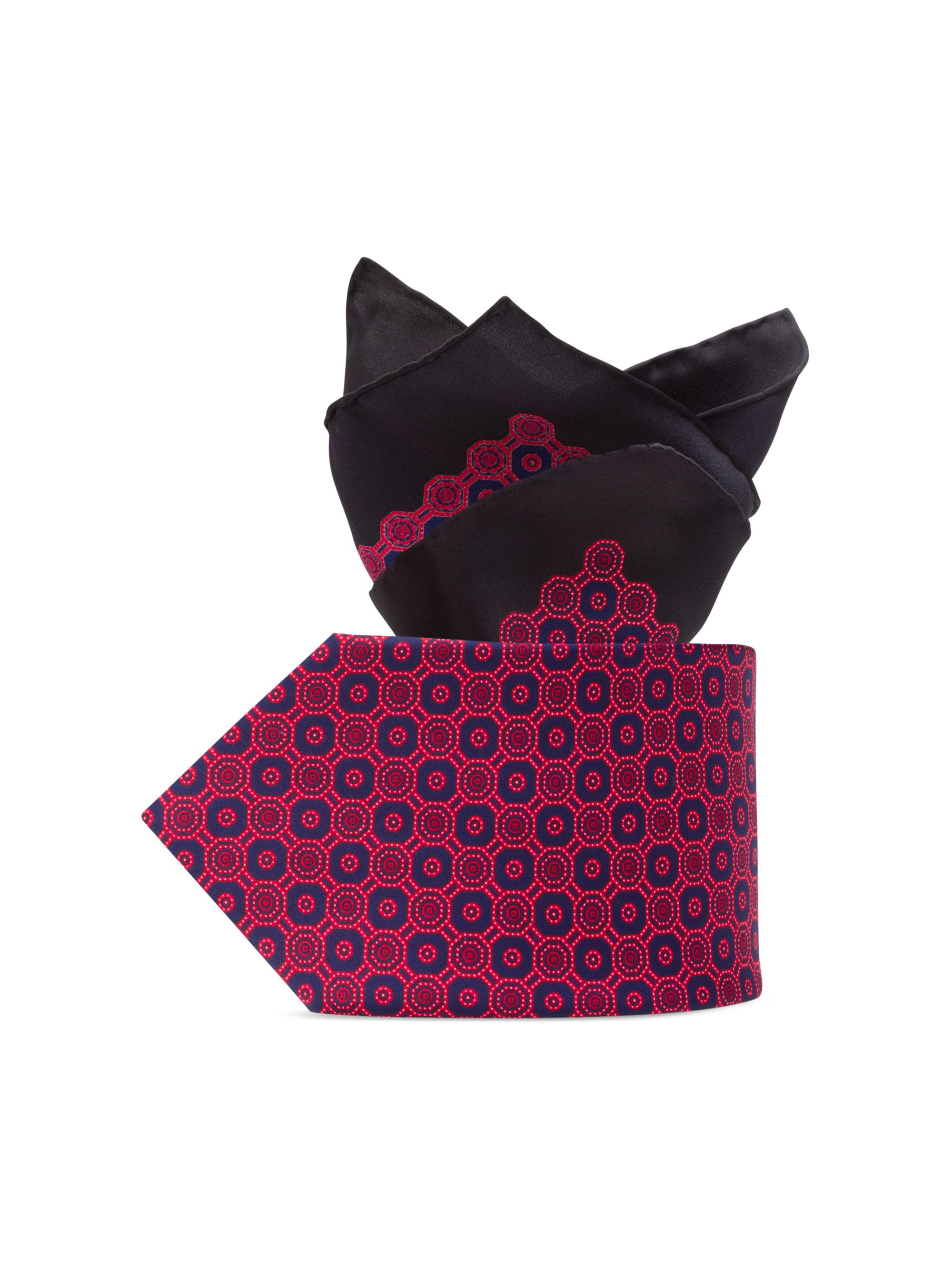 Stefano Ricci Men's Luxury Printed Silk Tie Set - Red