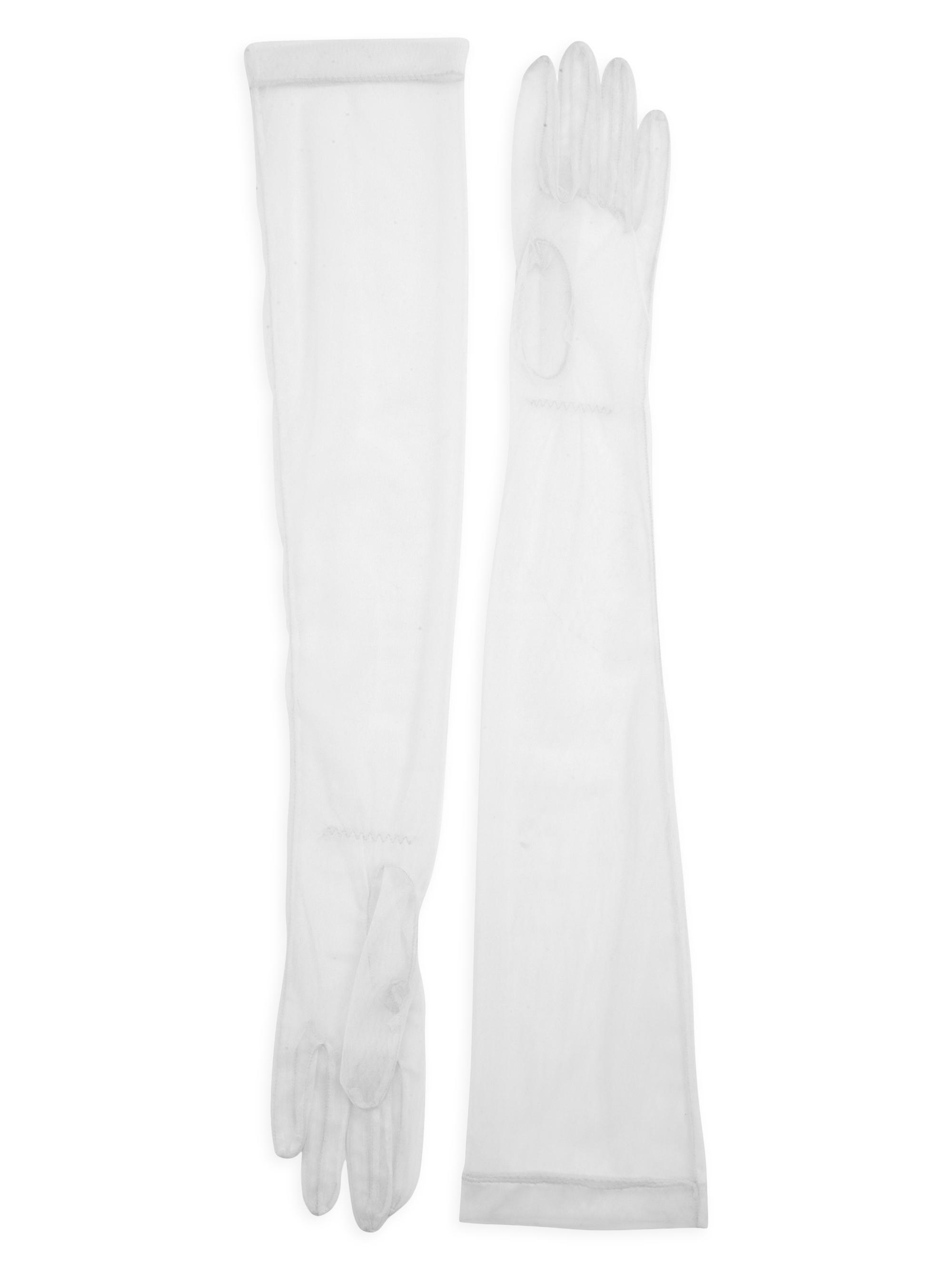 Carolina Amato Women's Ultra-Sheer Opera-Length Gloves - Pure White