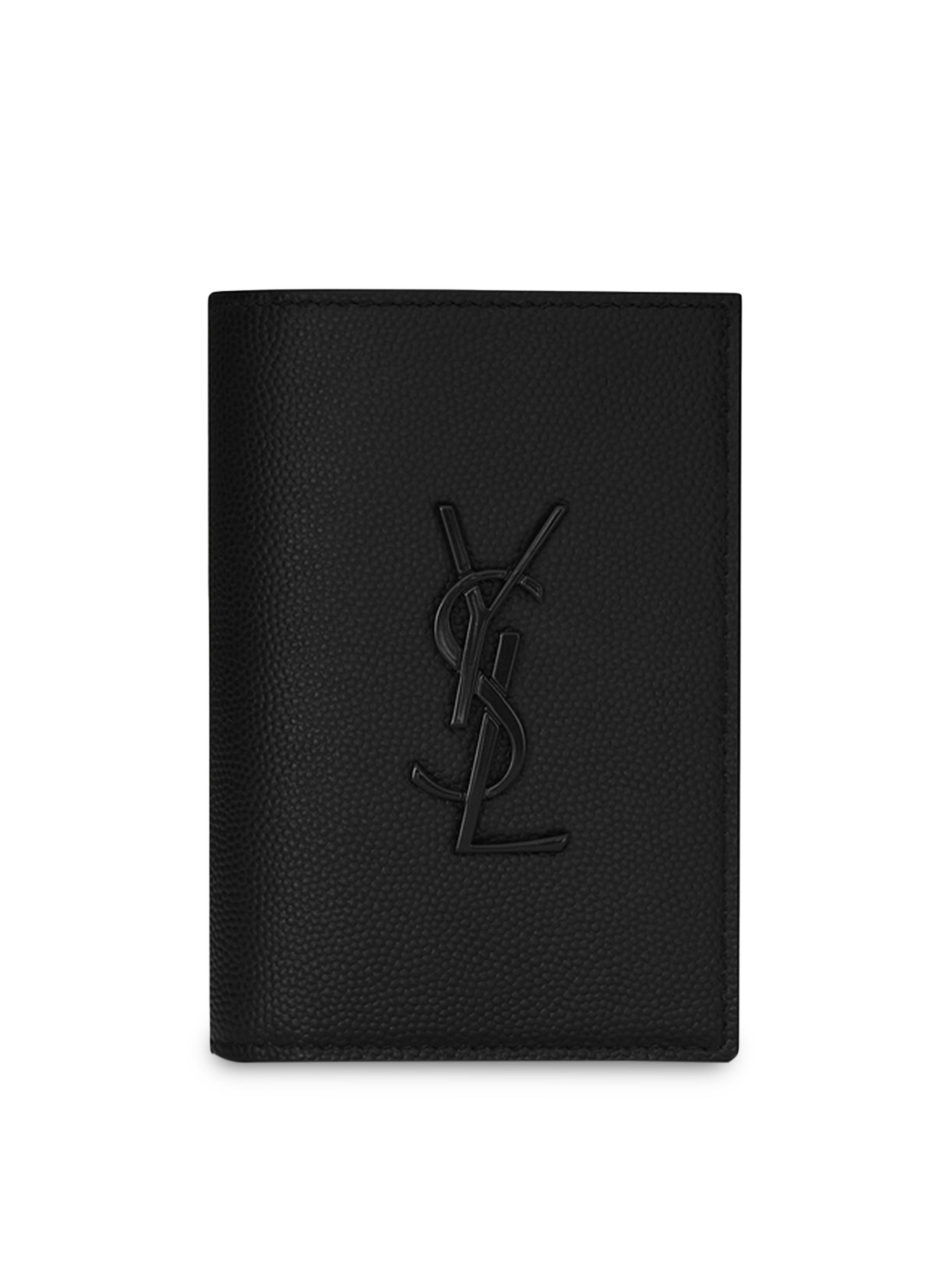 Saint Laurent Men's Cassandre Credit Card Wallet - Black