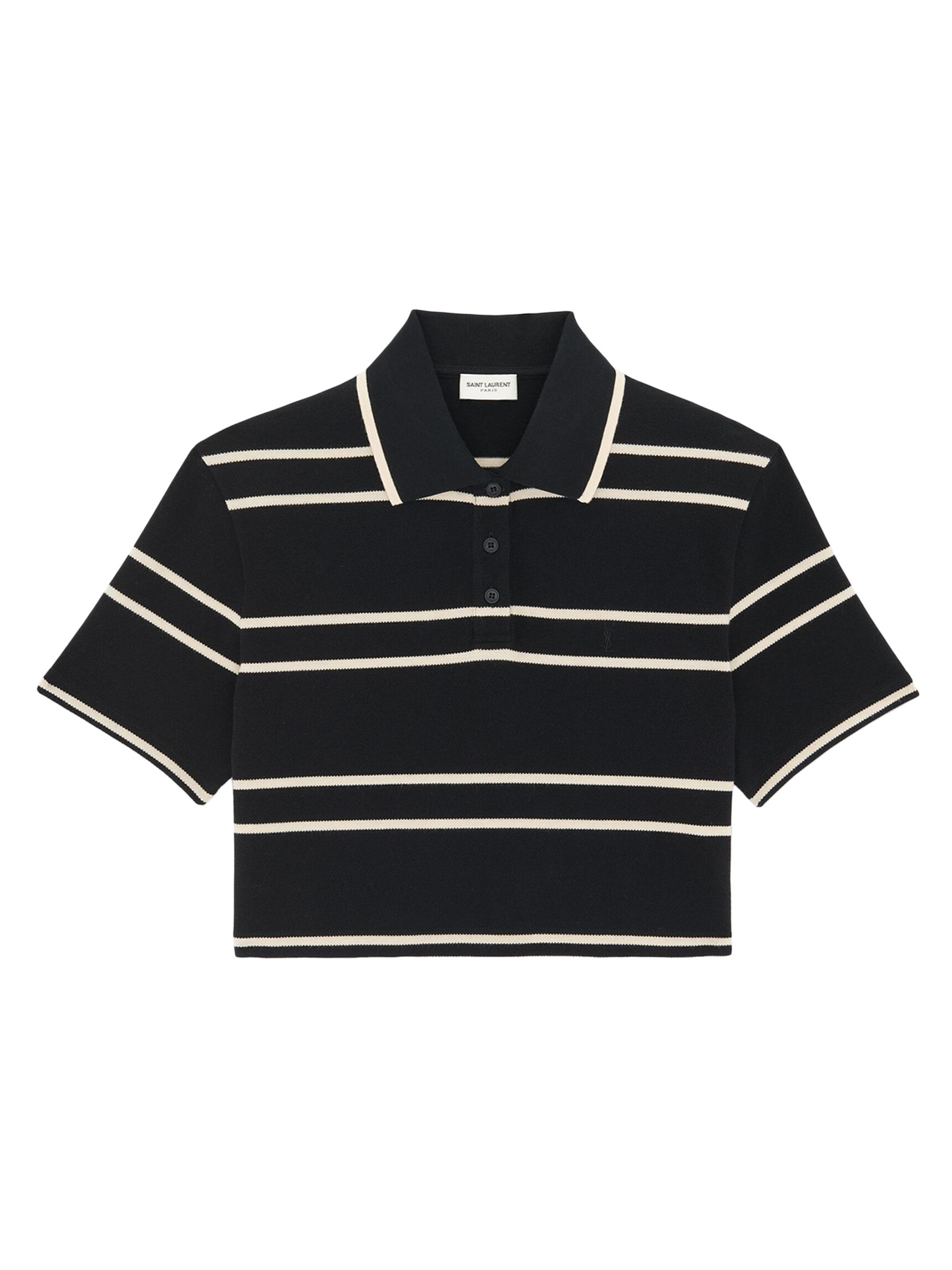 Saint Laurent Cassandre Cropped Polo in Cotton Piqué | Saks