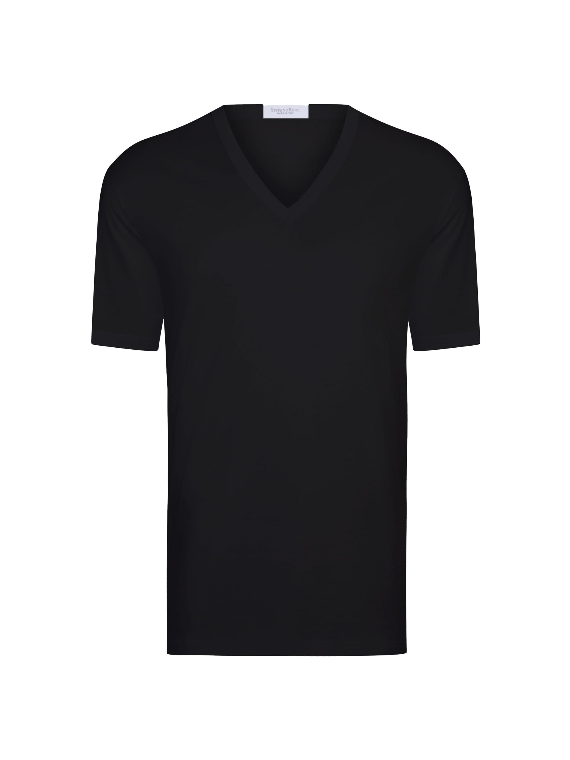 Stefano Ricci Men's Solid Cotton V-Neck T-Shirt - Black