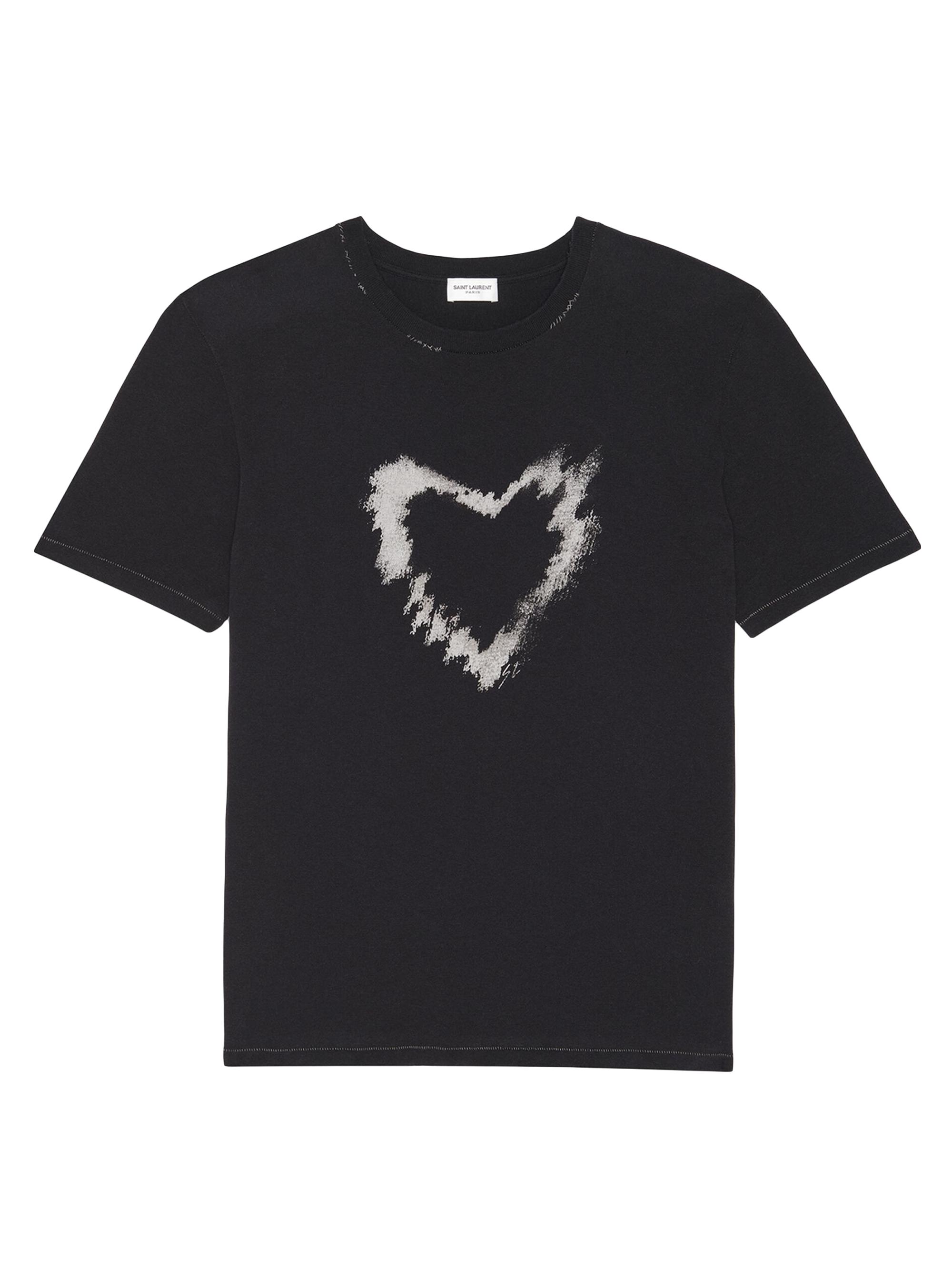 Saint Laurent Men's Heart T-Shirt - Noir Gris