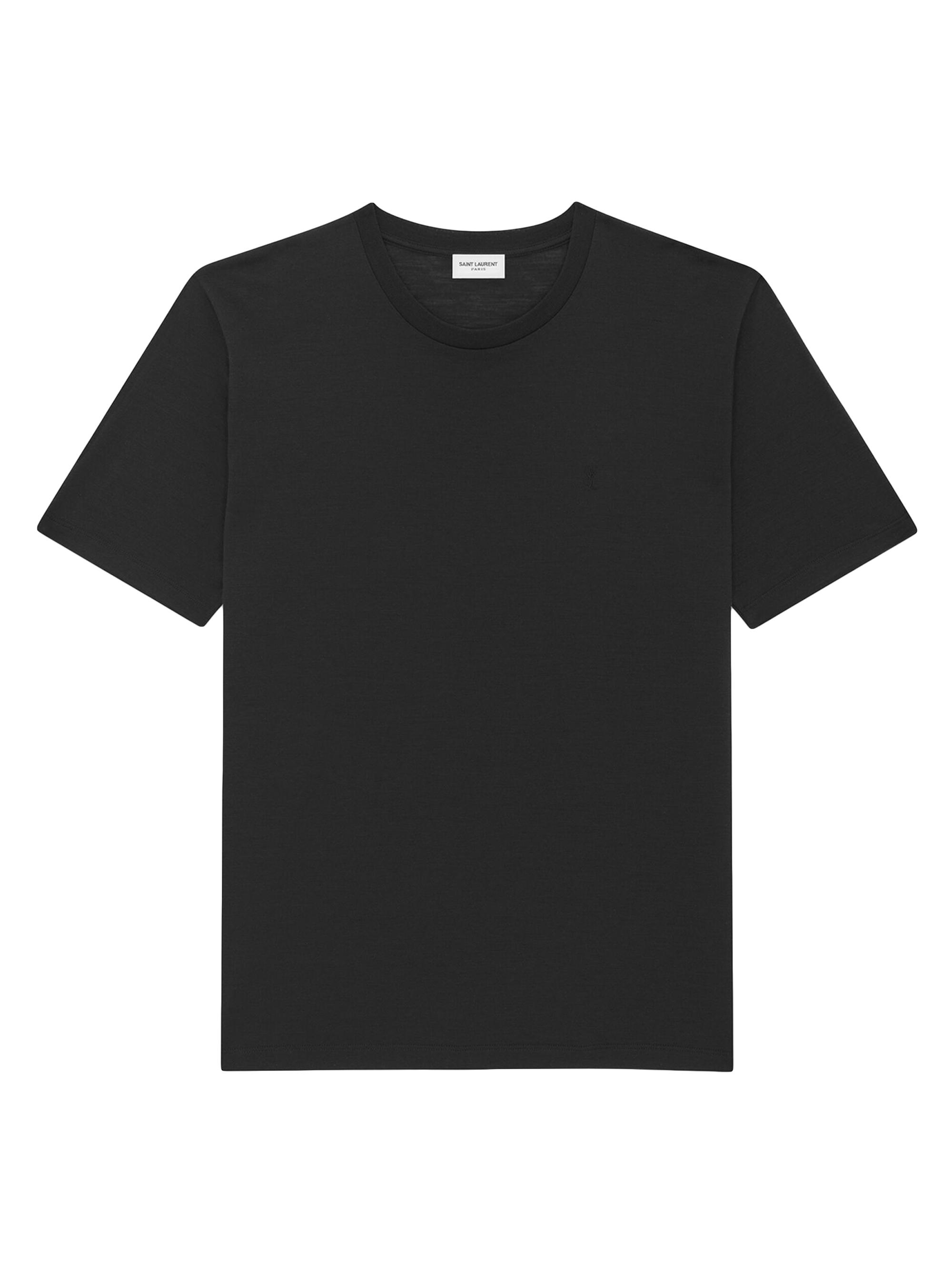 Saint Laurent Men's Cassandre T-Shirt In Silk Wool - Black