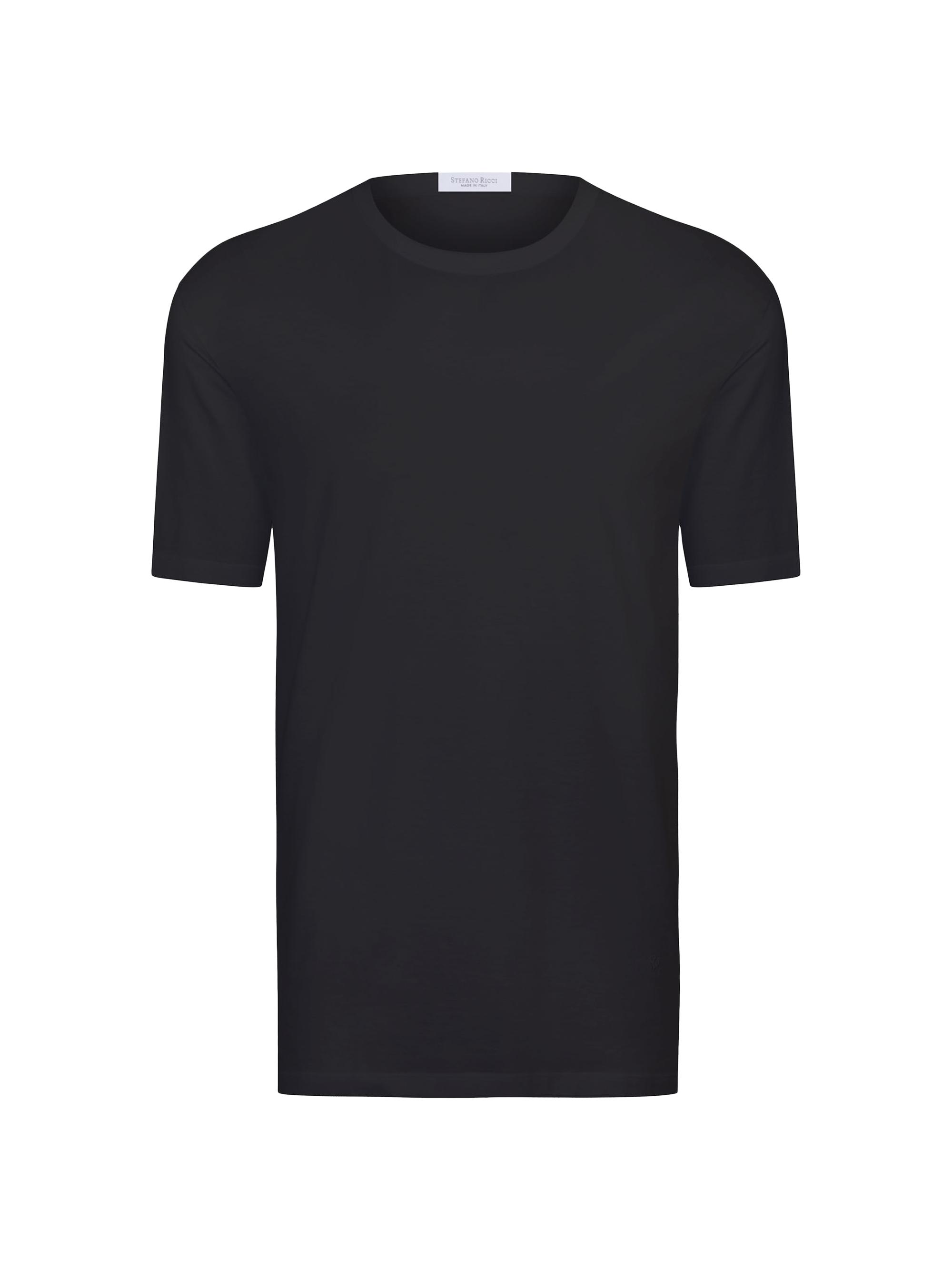 Stefano Ricci Men's Solid Cotton Crewneck T-Shirt - Jet Black | Thumbnail 3