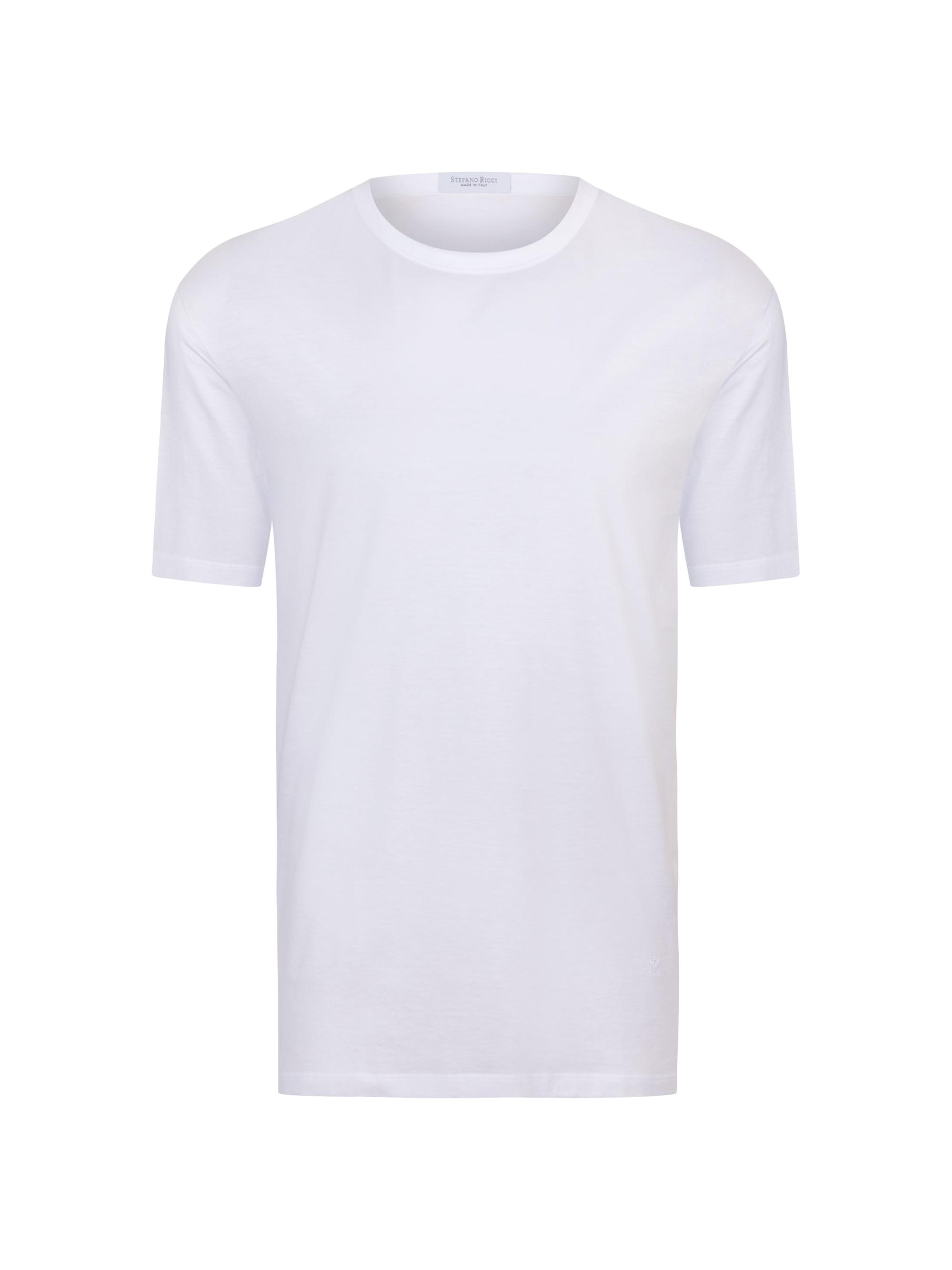 Stefano Ricci Men's Solid Cotton Crewneck T-Shirt - Traffic White