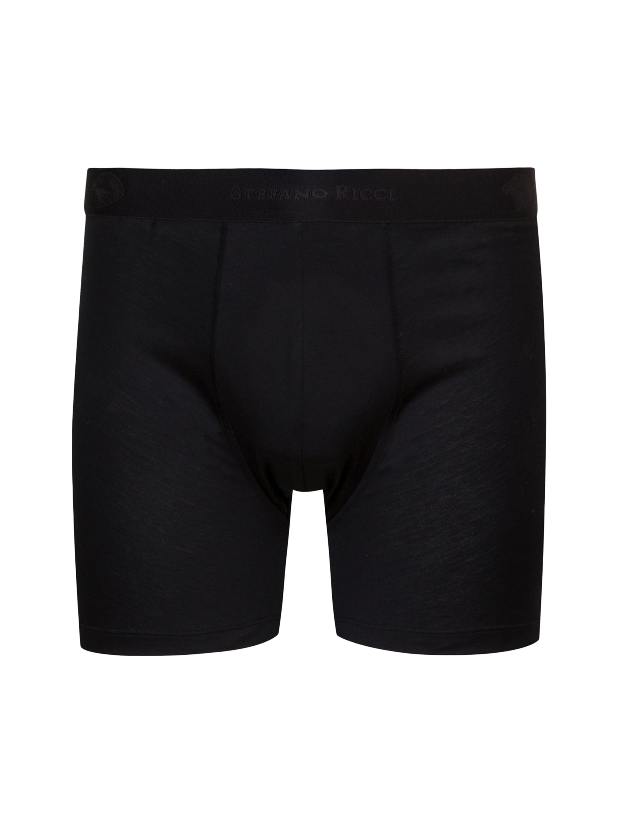 Stefano Ricci Men's Solid Cotton Boxer Briefs - Black