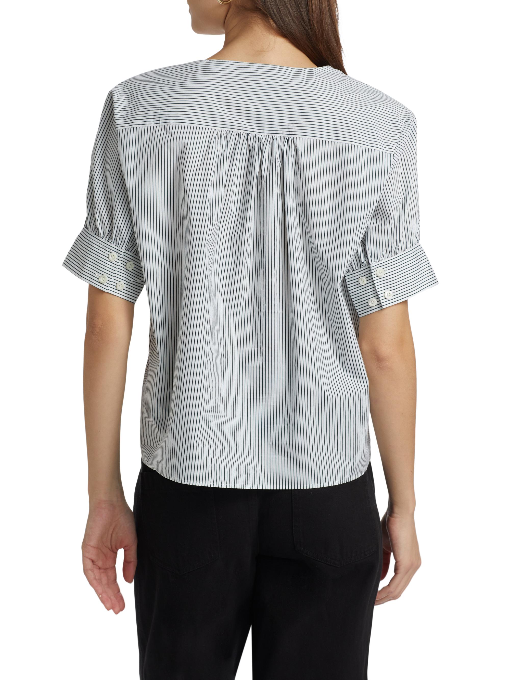 Frame Striped V-Neck Top | Saks Fifth Avenue