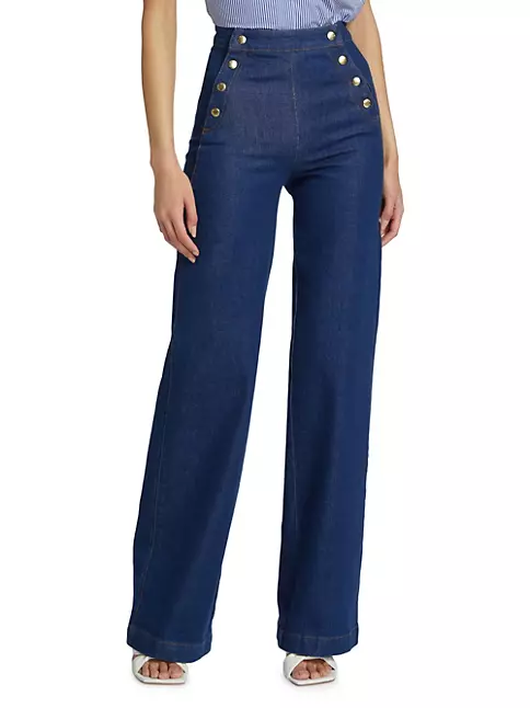 Shop Frame Sailor Snap Wide-Leg Jeans
