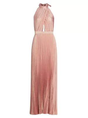 L'Idée La Fete Parlour Metallic Ruched Balloon-Sleeve Gown | Saks