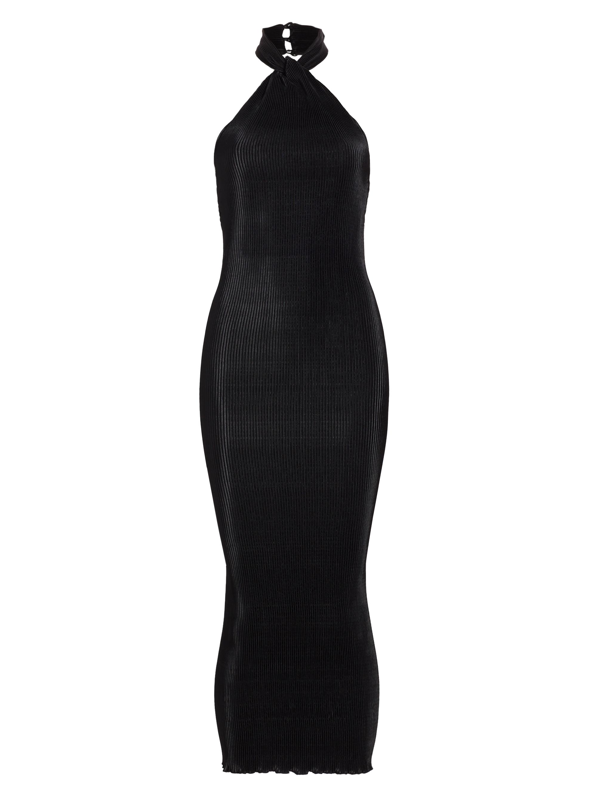 L'Idée Women's Klum Plissé Slip Midi-Dress - Black