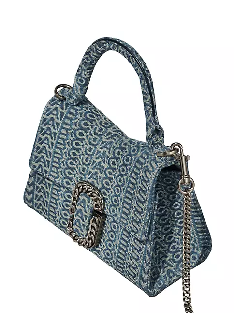 Blue Python Leather Oval Shape Crossbody Bag Chain Handle Bag 