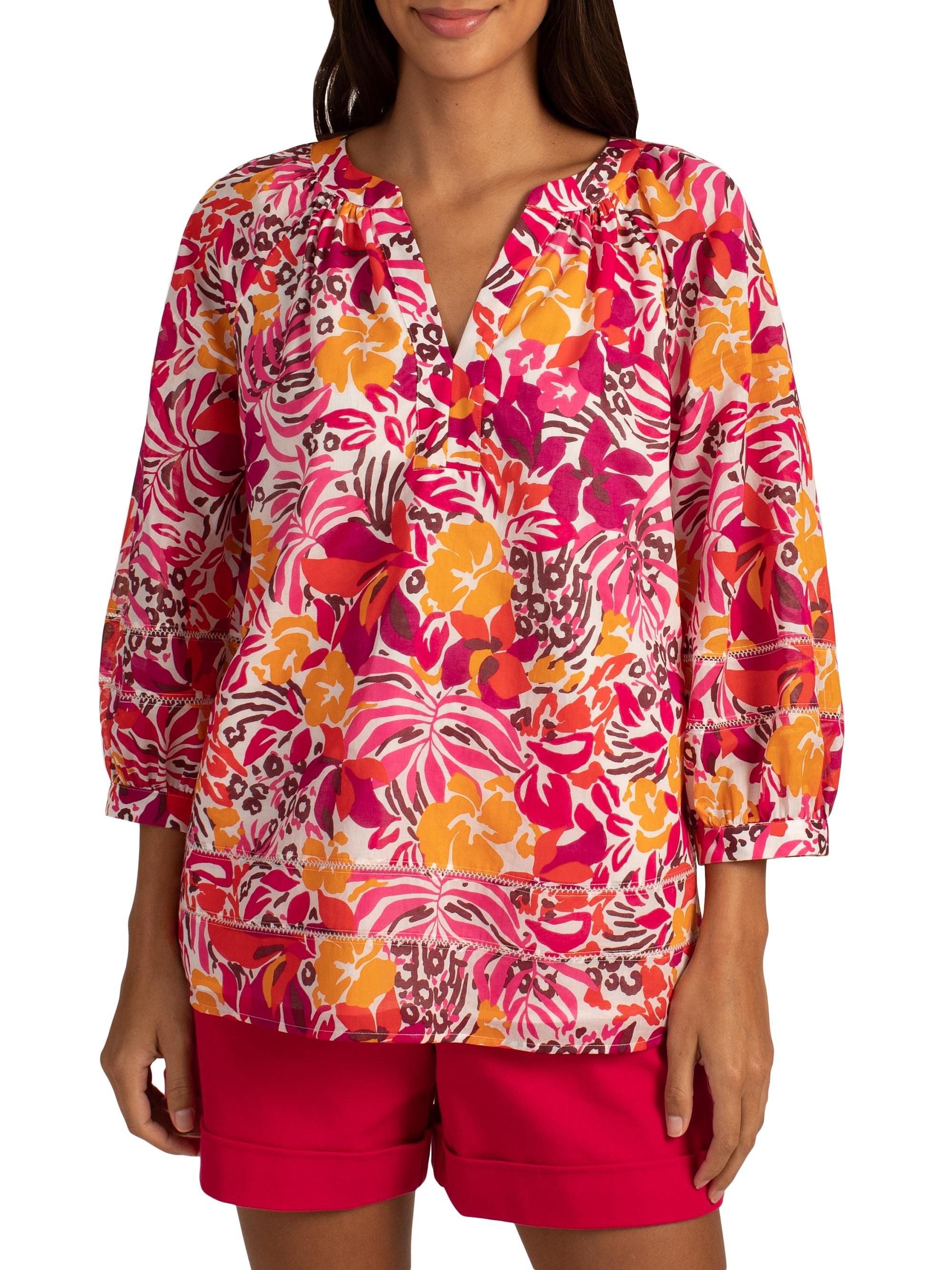 Trina Turk Women's Light Hearted Cotton Top - Rockrose Multi