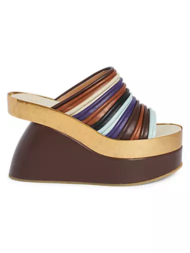 60MM Leather Wedge Sandals