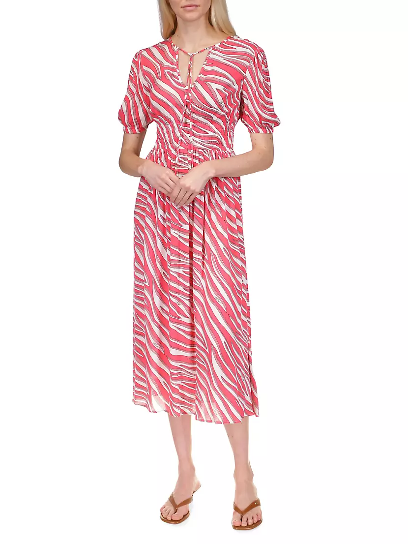 Michael Kors A-Line Square Neck Soft Zebra Midi Dress | Dillard's