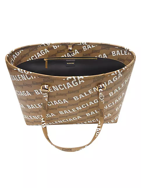 Women's Signature Small East-West Shopper Bag Bb Monogram Coated Canvas in  Beige