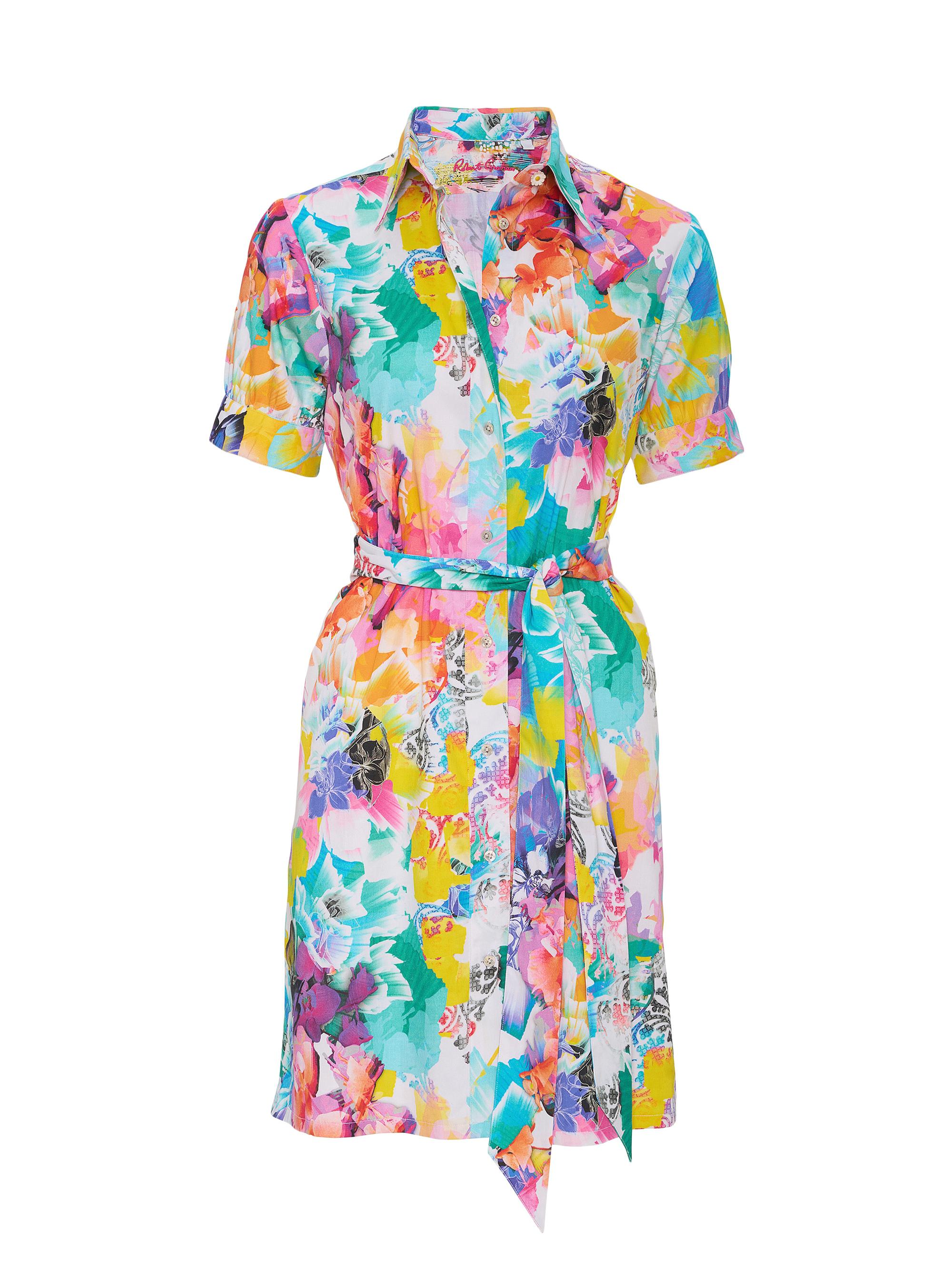 Robert Graham Women's Caroline Abstract Floral Satin Button-Front Dress