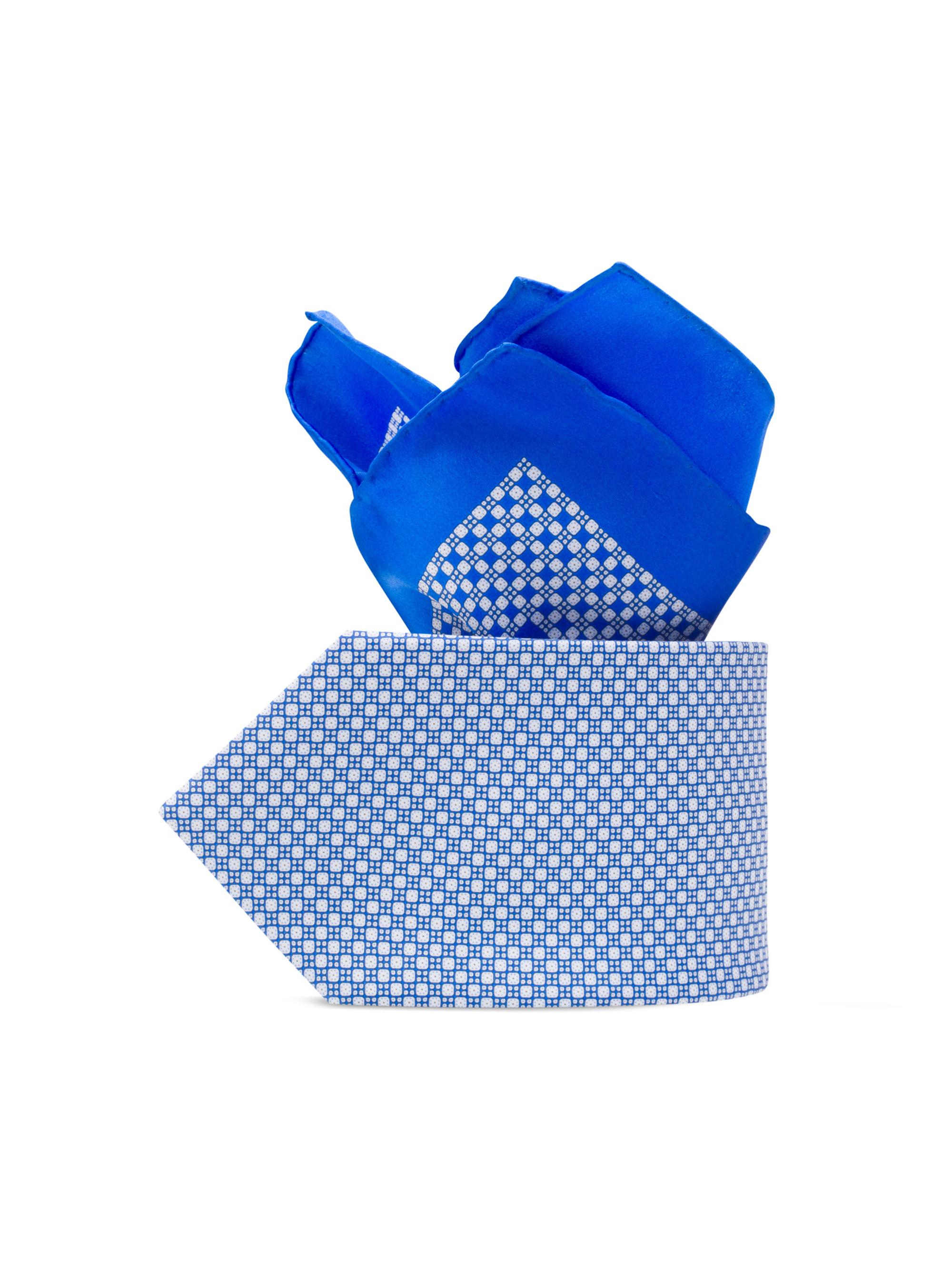 Stefano Ricci Men's Luxury Printed Silk Tie Set - Blue