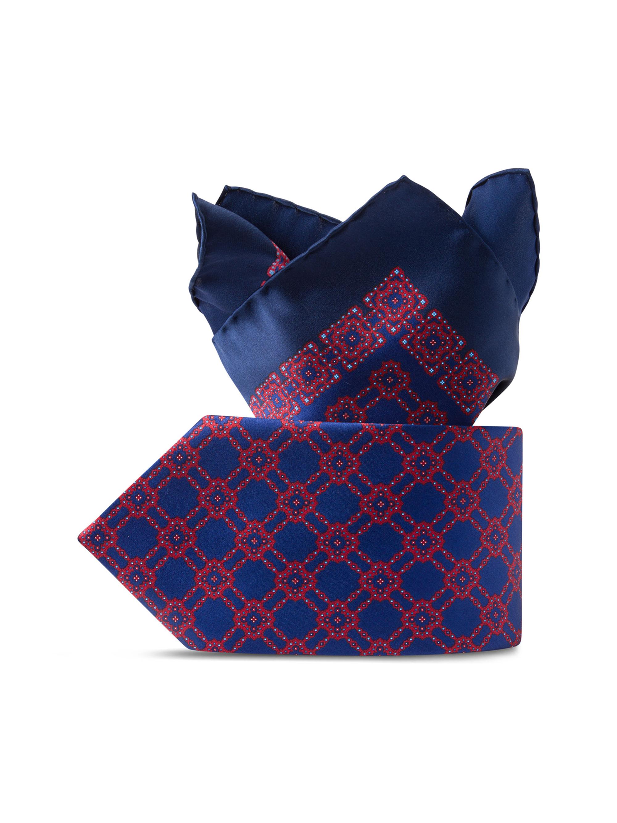 Stefano Ricci Men's Luxury Printed Silk Tie Set - Blue