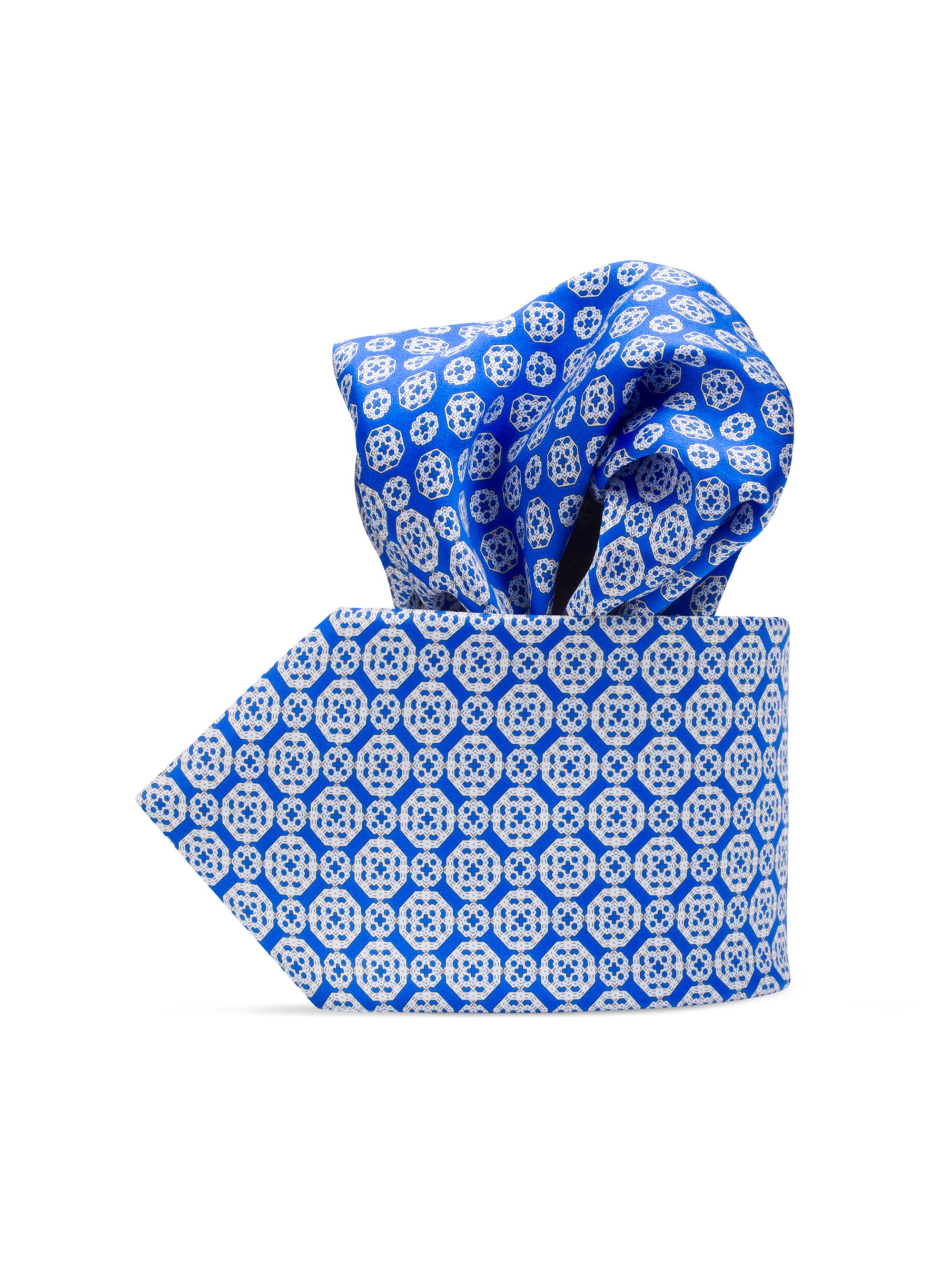 Stefano Ricci Men's Luxury Printed Silk Tie Set - Blue