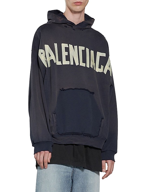 Shop Balenciaga Tape Type Ripped Pocket Hoodie Oversized Shop Balenciaga Tape Type Ripped Pocket Hoodie Oversized
